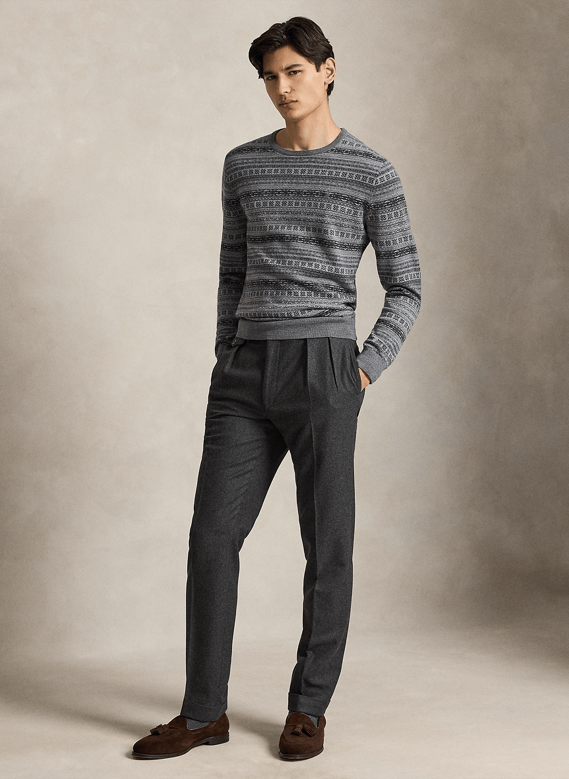 Gerader Wollpullover mit Muster POLO RALPH LAUREN Grau