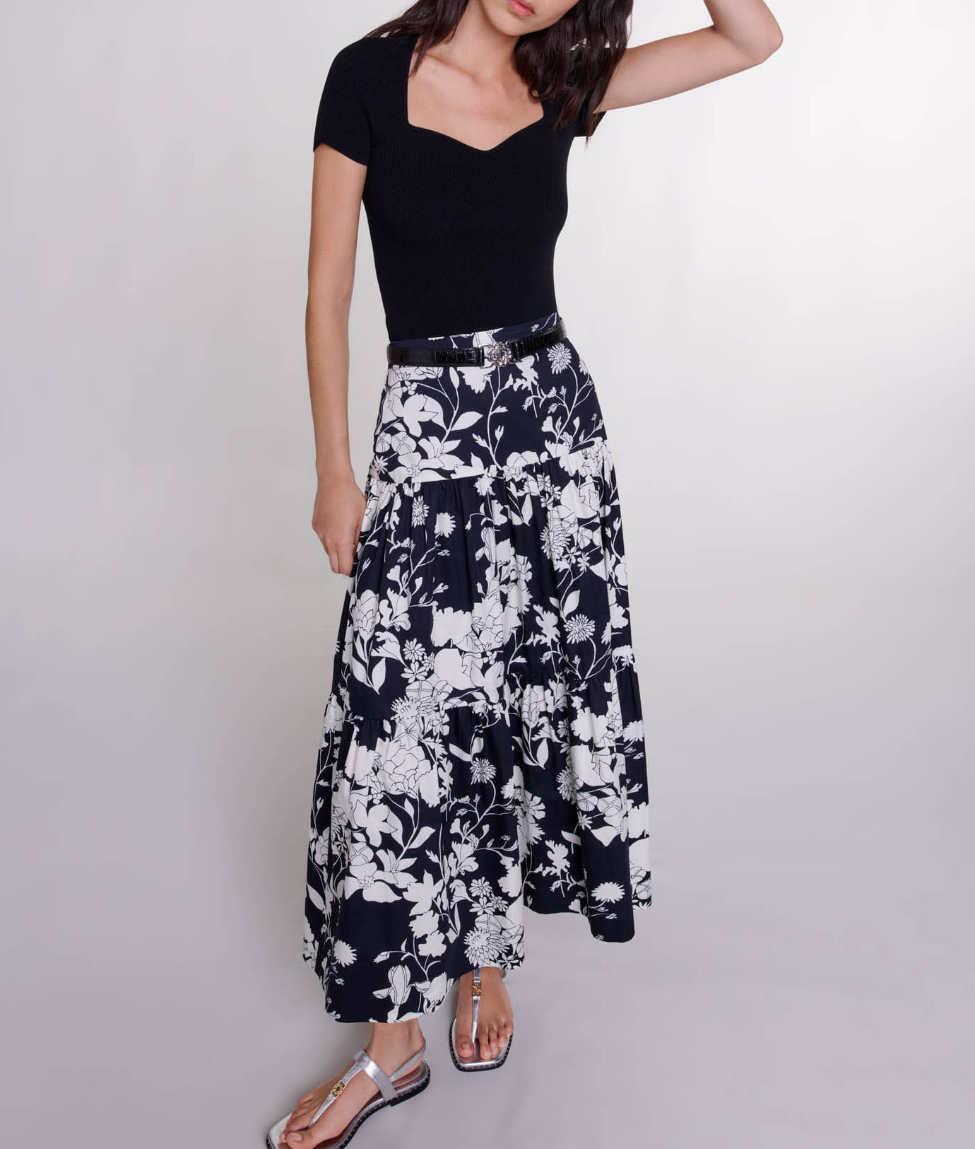 Top moulant en maille MAJE Noir