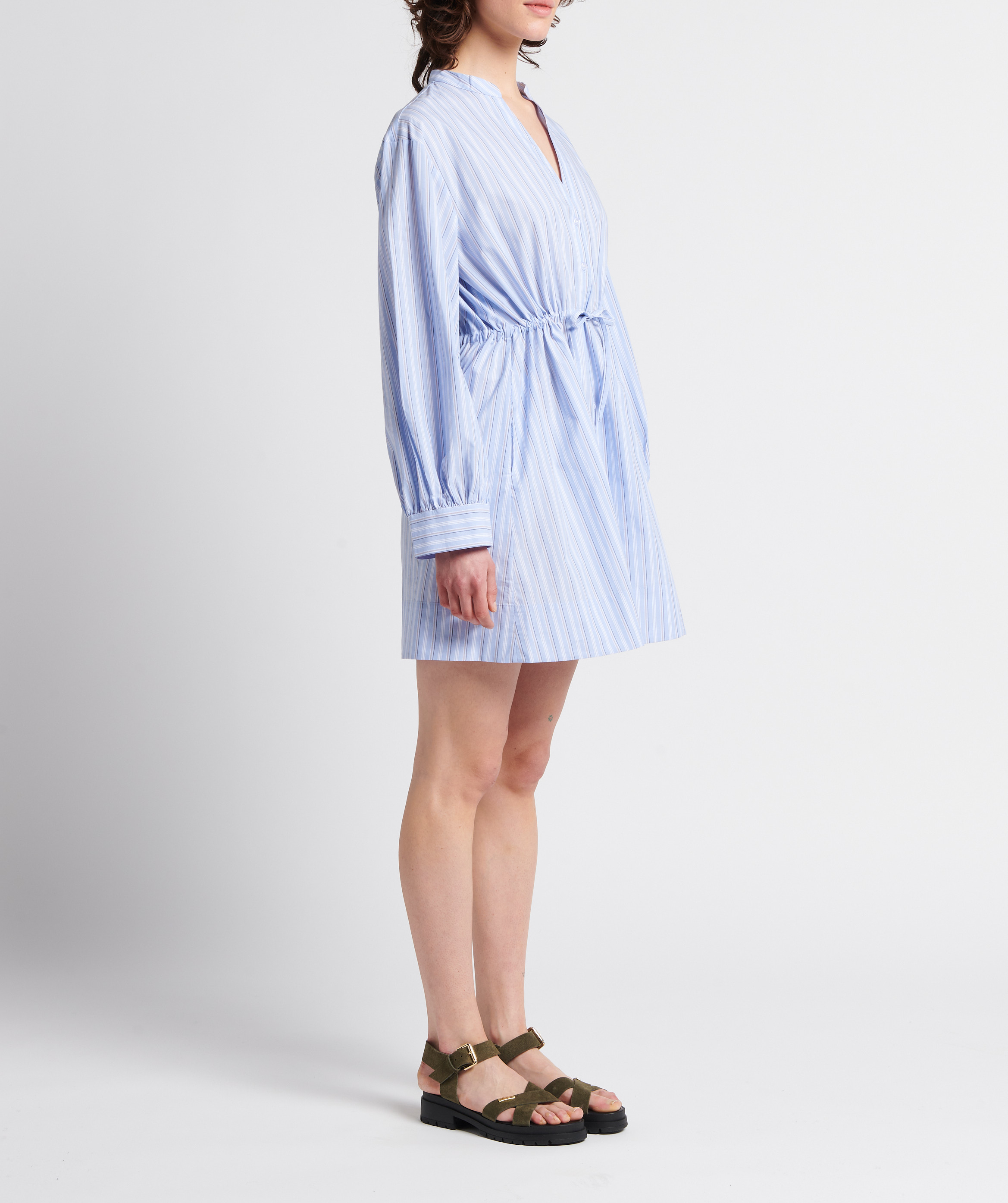 Halflange, gestreepte jurk van biokatoen met ceintuur SAMSOE SAMSOE Gestreepte