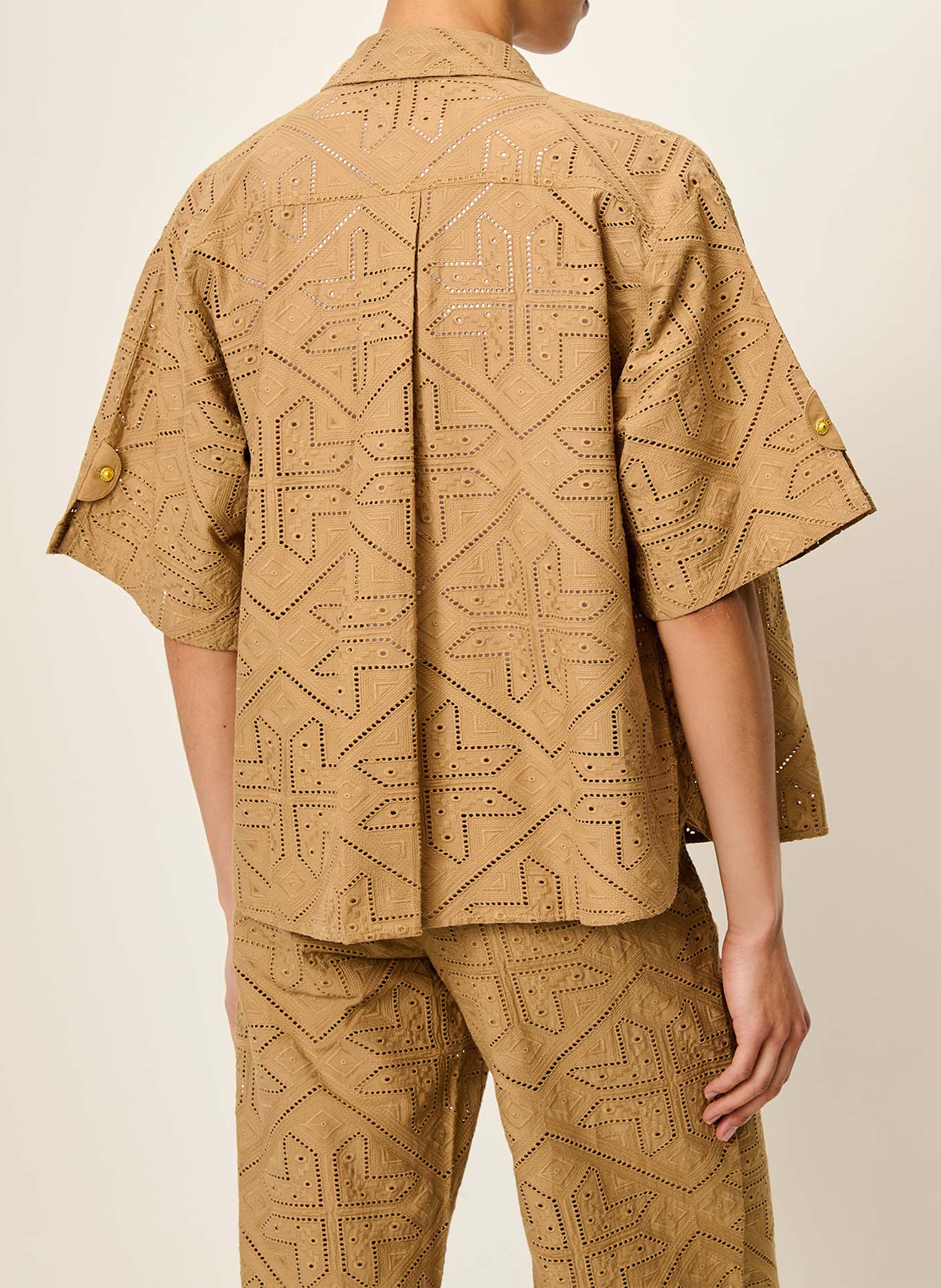 Weites besticktes Baumwollhemd SESSUN Khaki