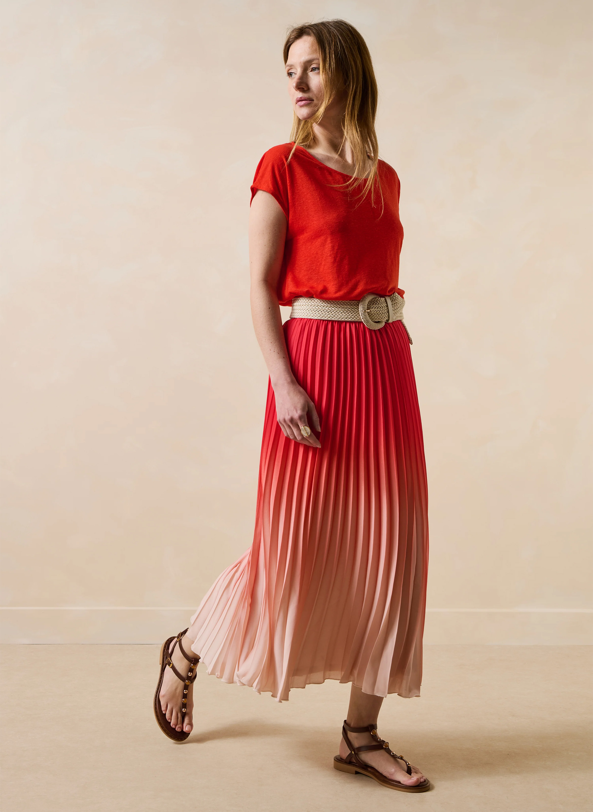 Jupe midi évasée  LA FEE MARABOUTEE Rouge