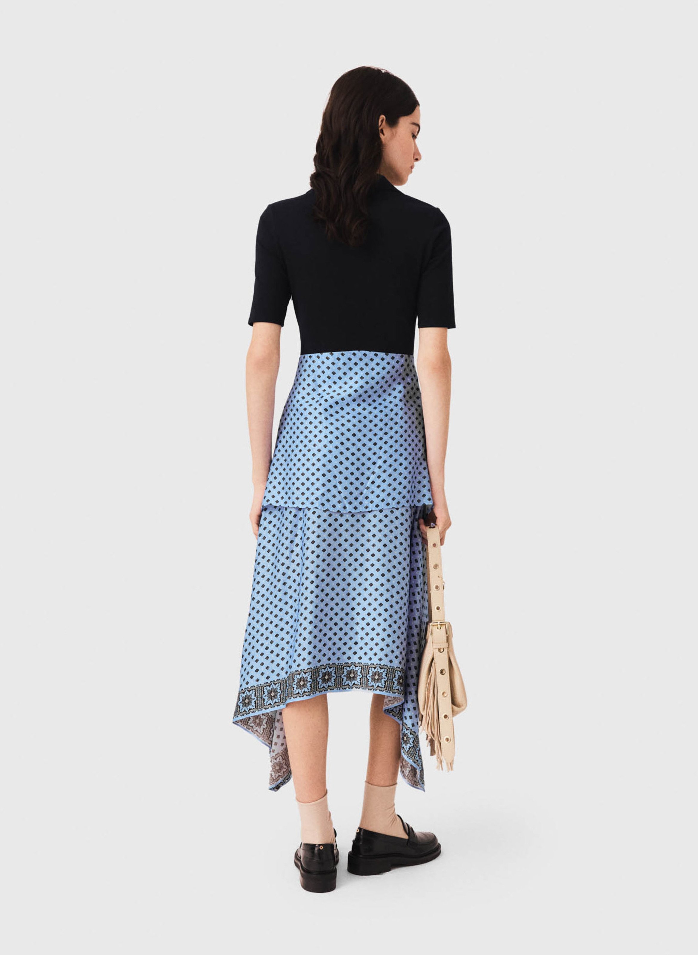 Robe longue asymétrique MAJE Bleu