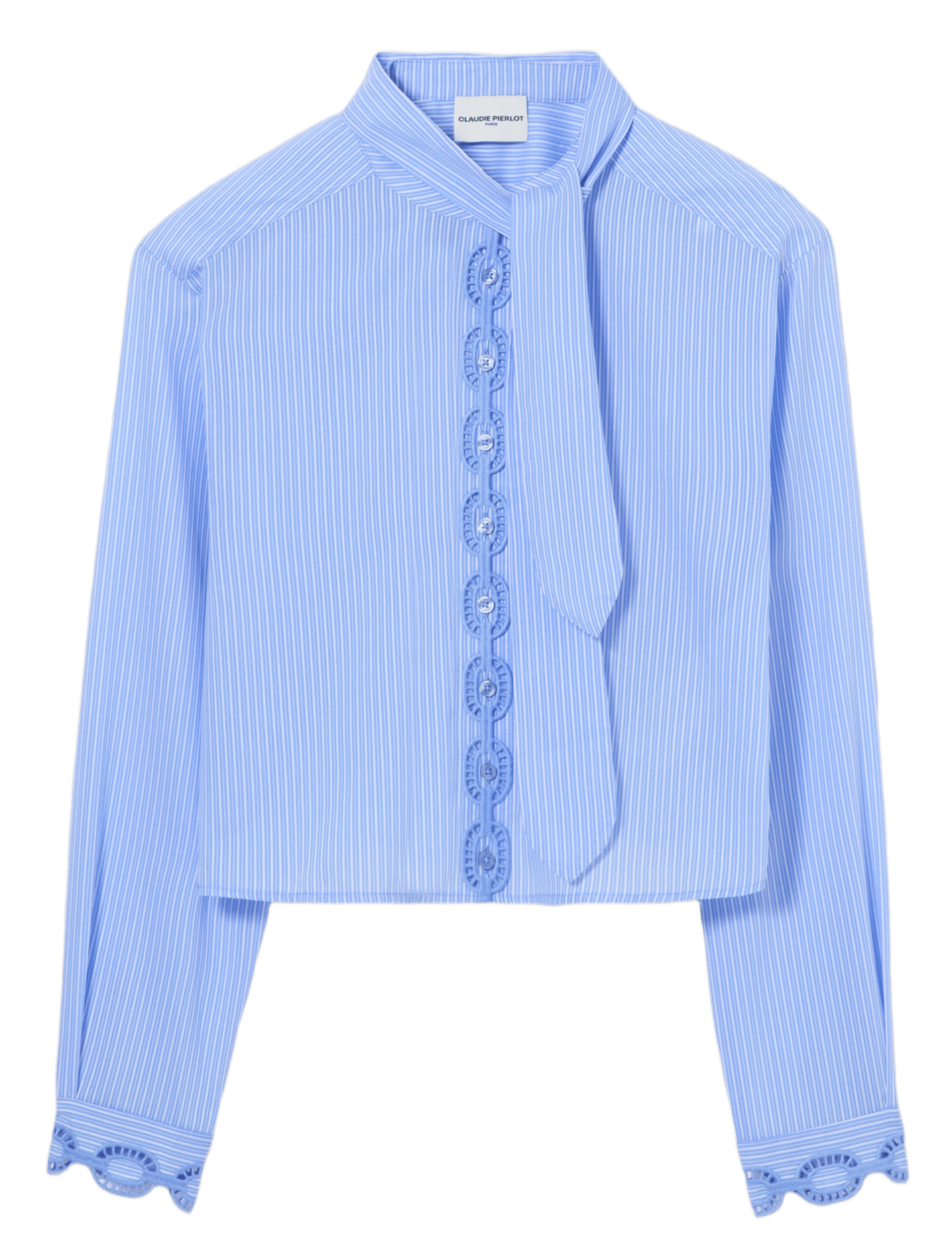Chemise courte rayée à broderies CLAUDIE PIERLOT Multicolore