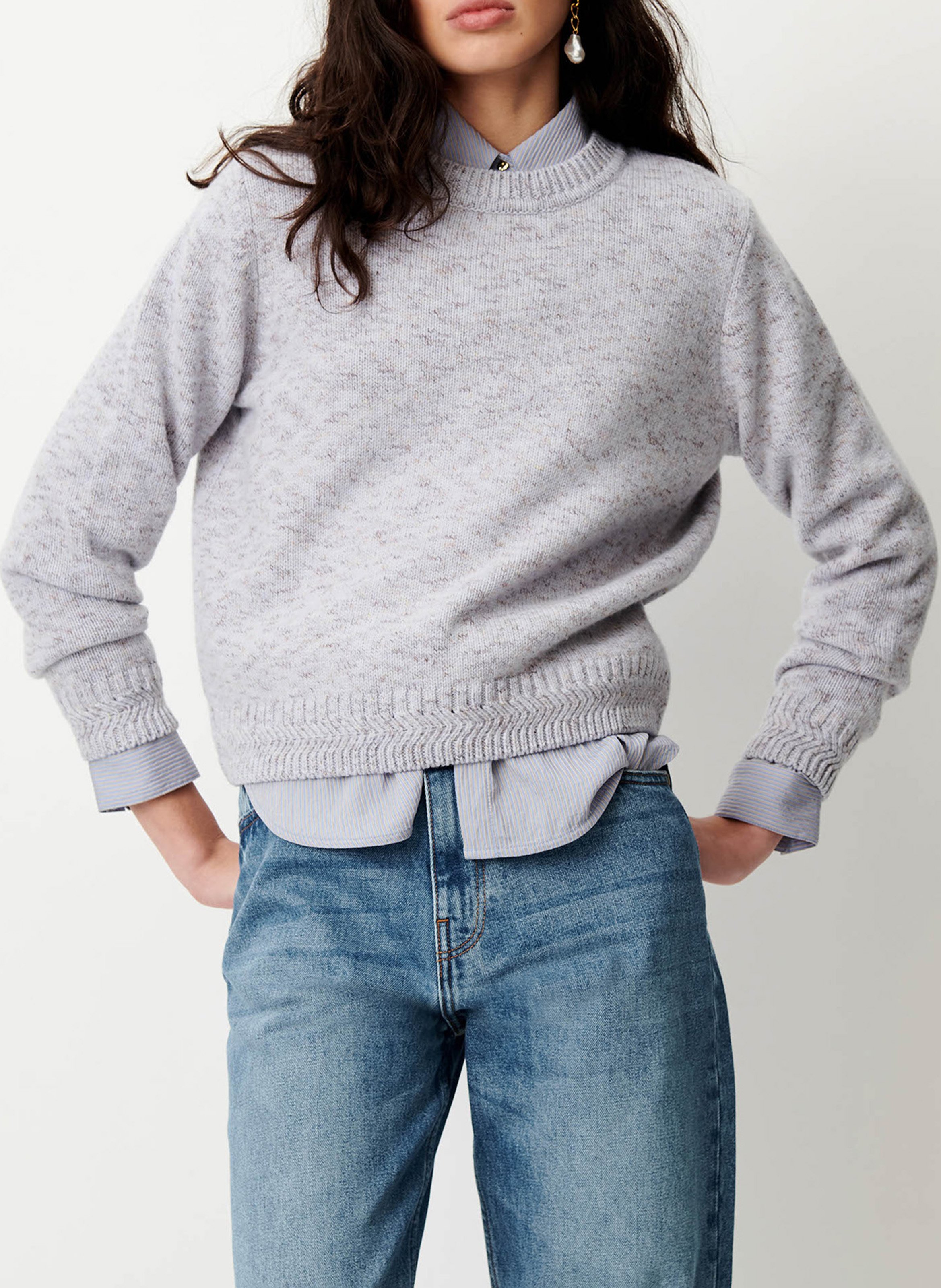 Straight-cut round-neck merino wool sweater SESSUN Blue