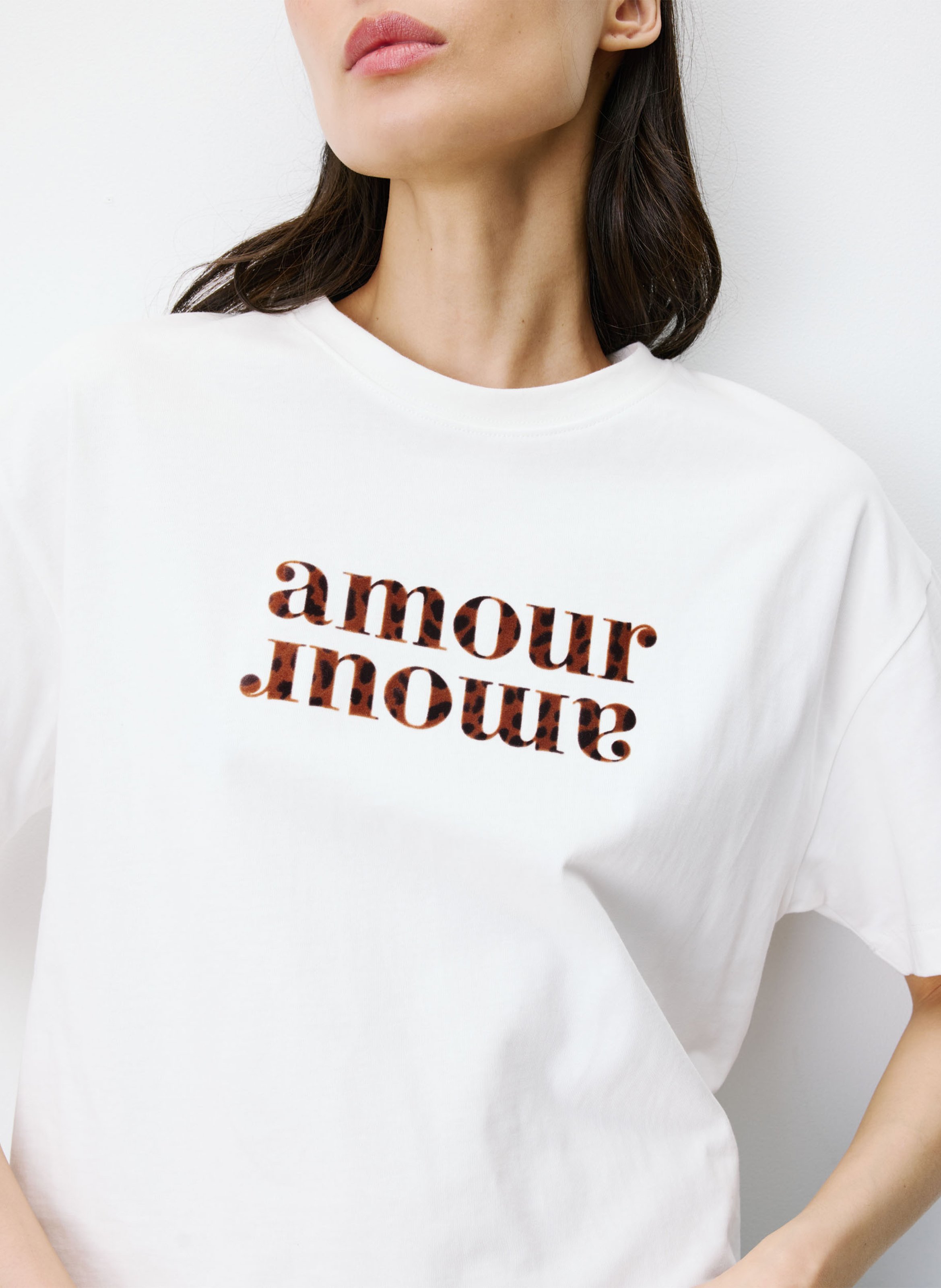 Tee-shirt droit col rond en coton GRACE ET MILA Blanc