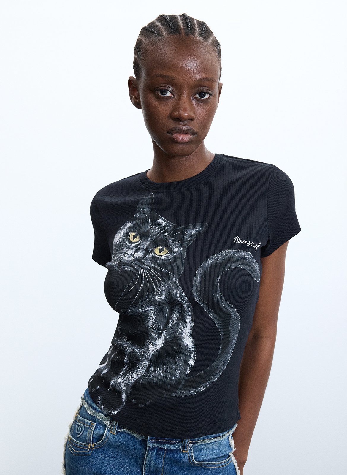 Tee-shirt col rond imprimé DESIGUAL Noir