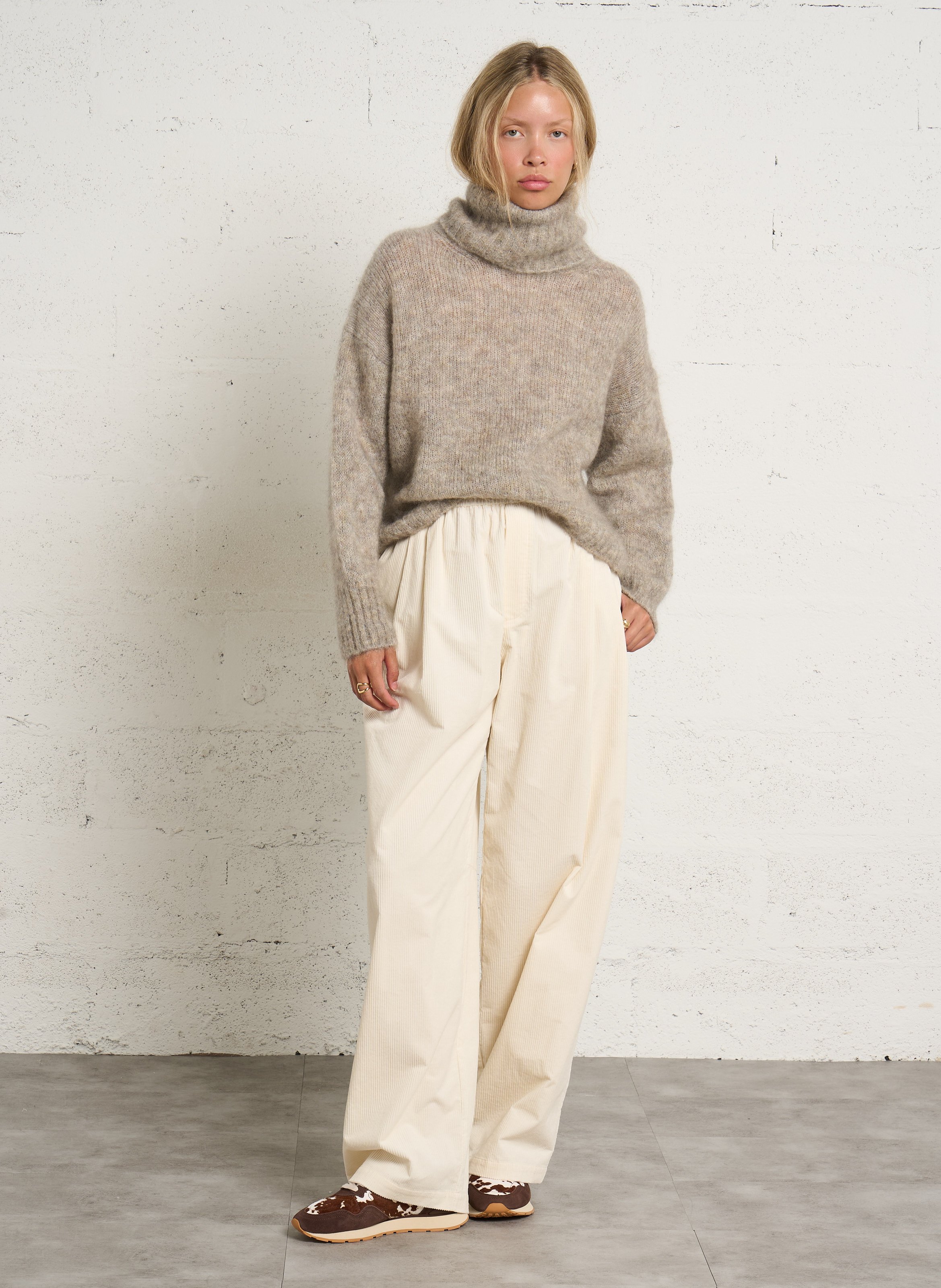 Wide-leg cotton jeans BELLEROSE Beige