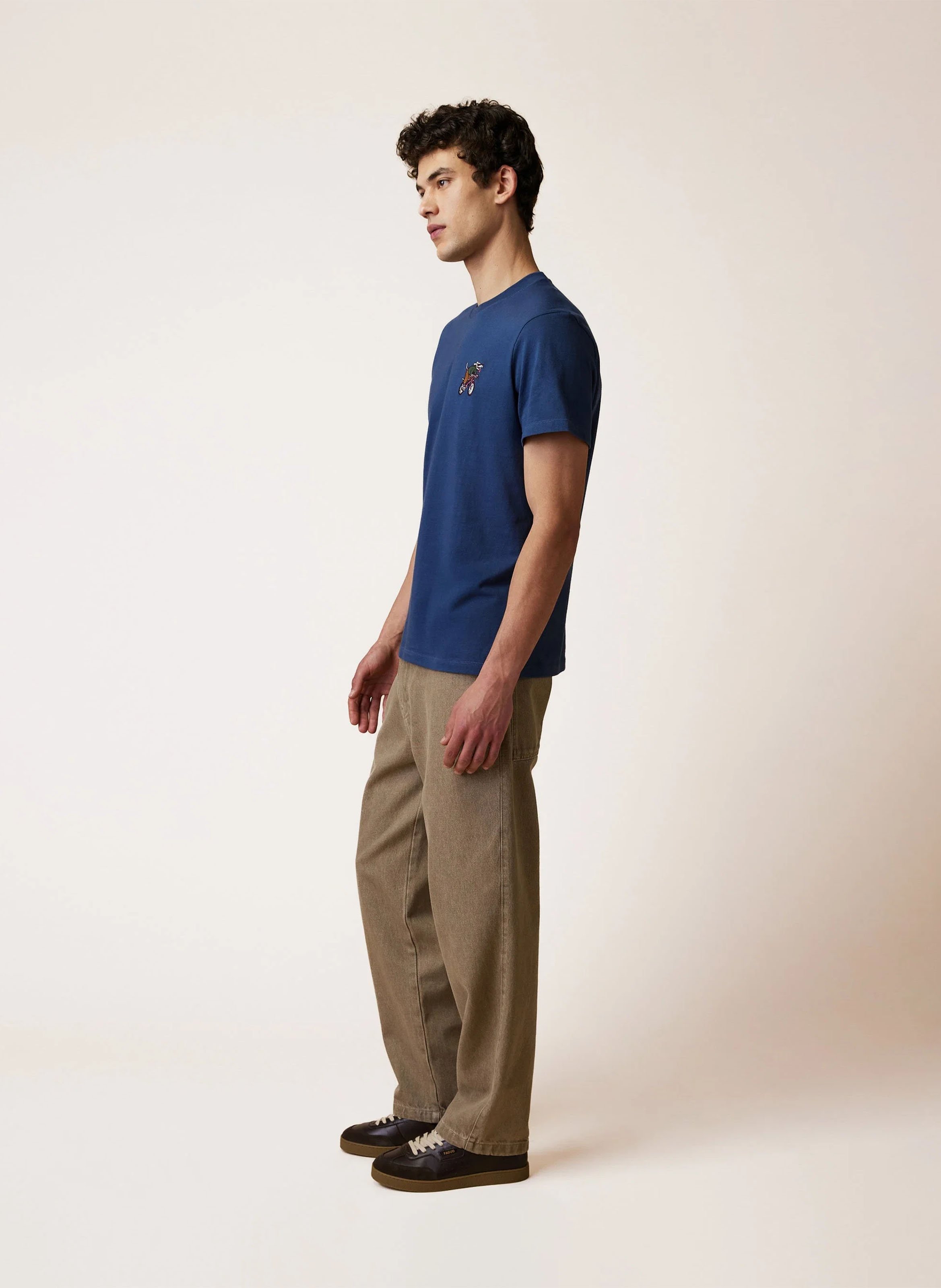 Gerader Baumwoll-T-Shirt mit Logo FAGUO Blau
