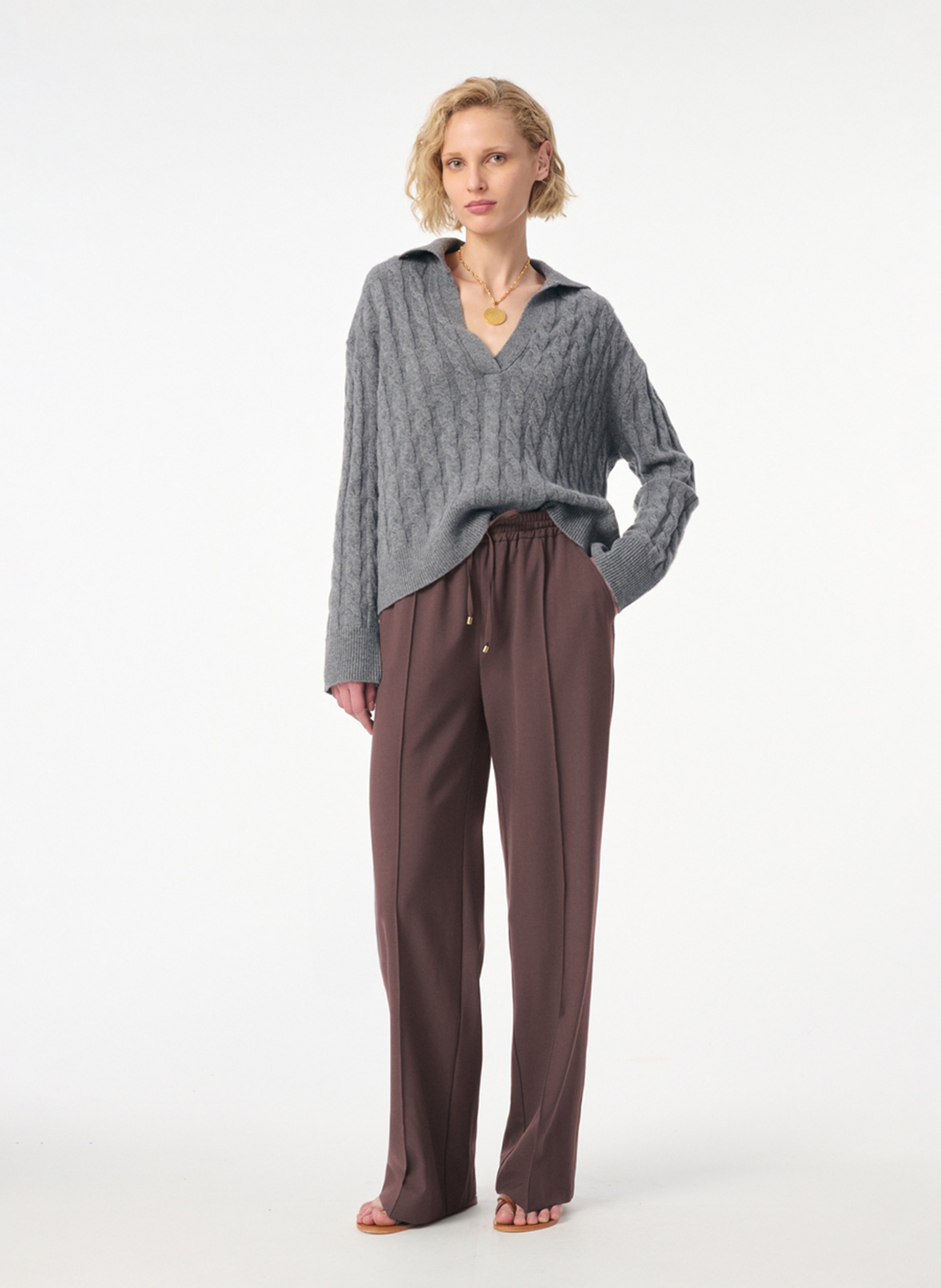 Fluid and lightweight pleated trousers | Brown VANESSA BRUNO Women