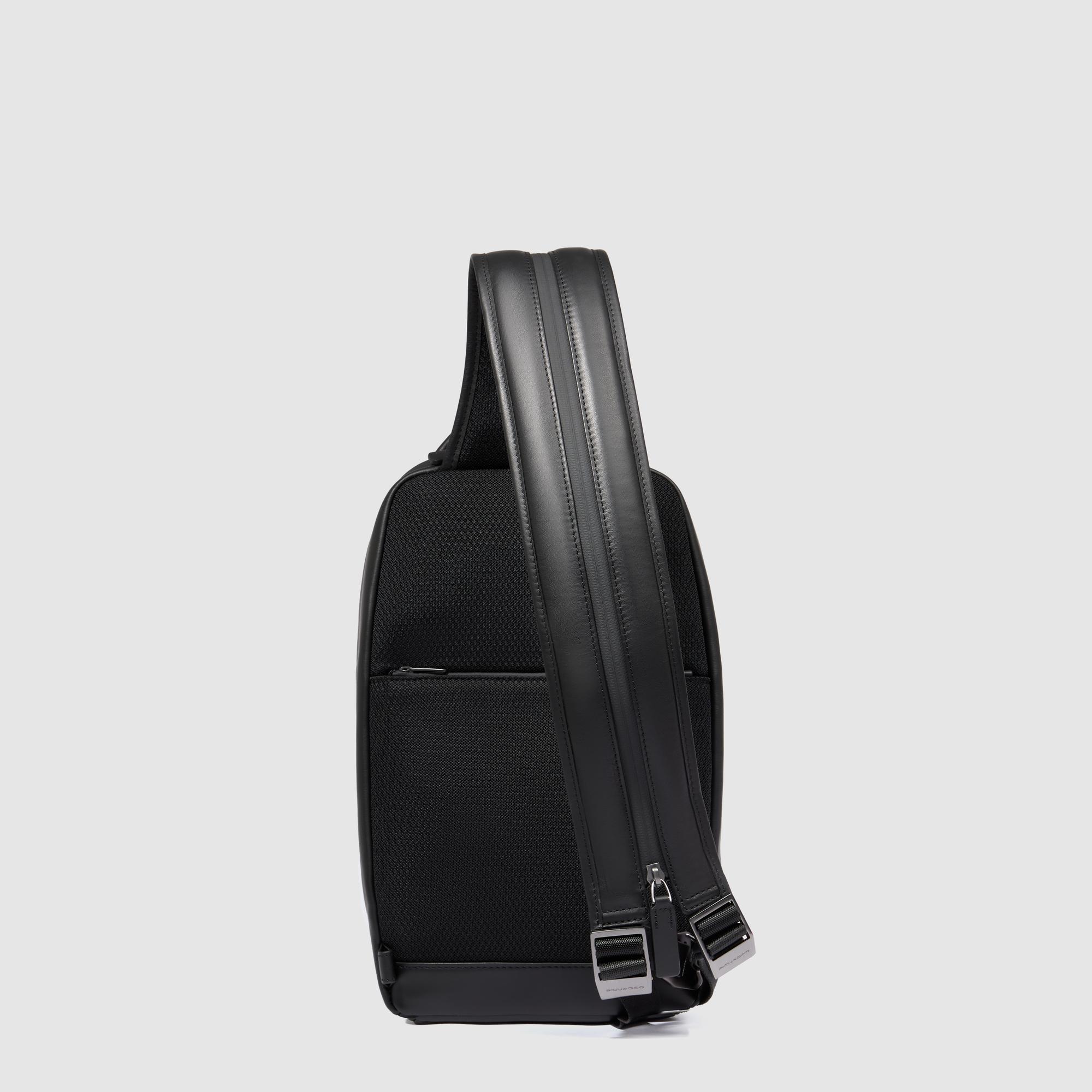 Chest bag for iPad® with RFID protection and AirPods® pocket, adaptable to backpack PIQUADRO Black