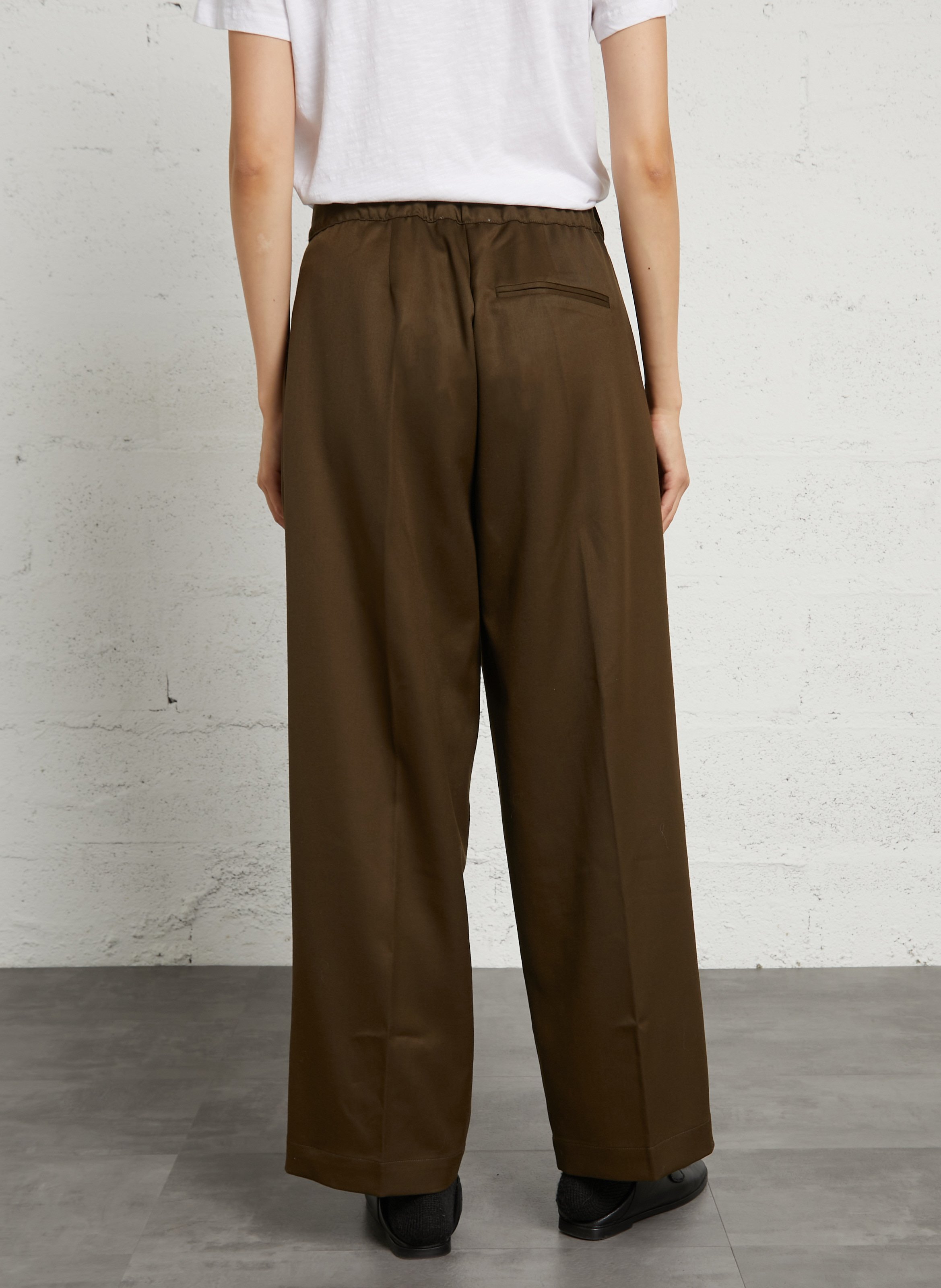 Pantalon large en laine vierge BELLEPIECE Marron