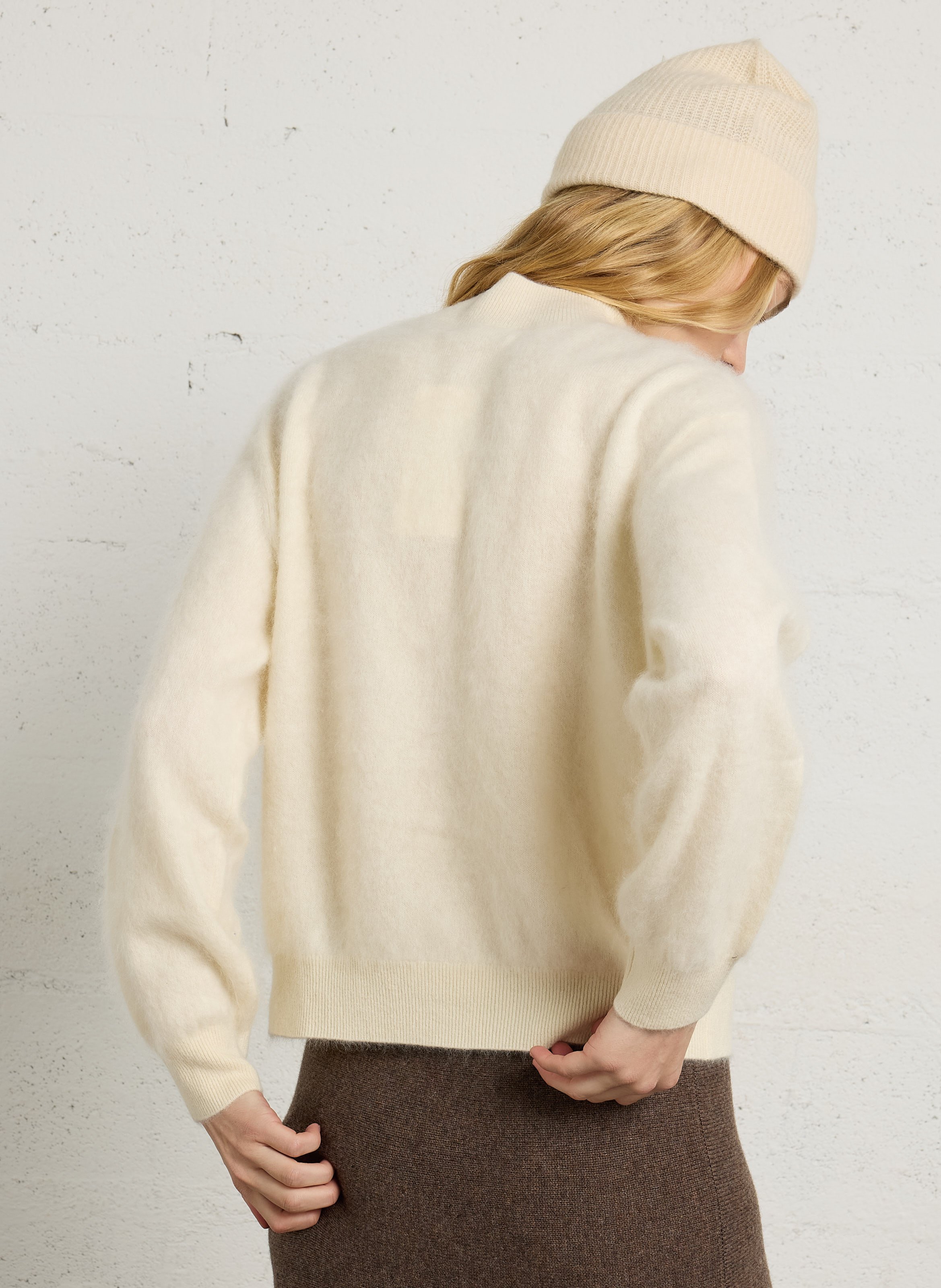 Pull oversize en laine et cachemire MAJESTIC FILATURES Beige