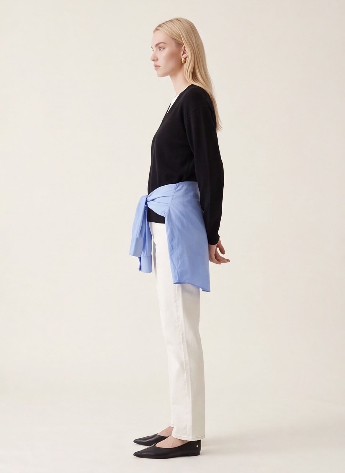 Rechte broek met V-hals in effen kleur KOOKAI Zwart