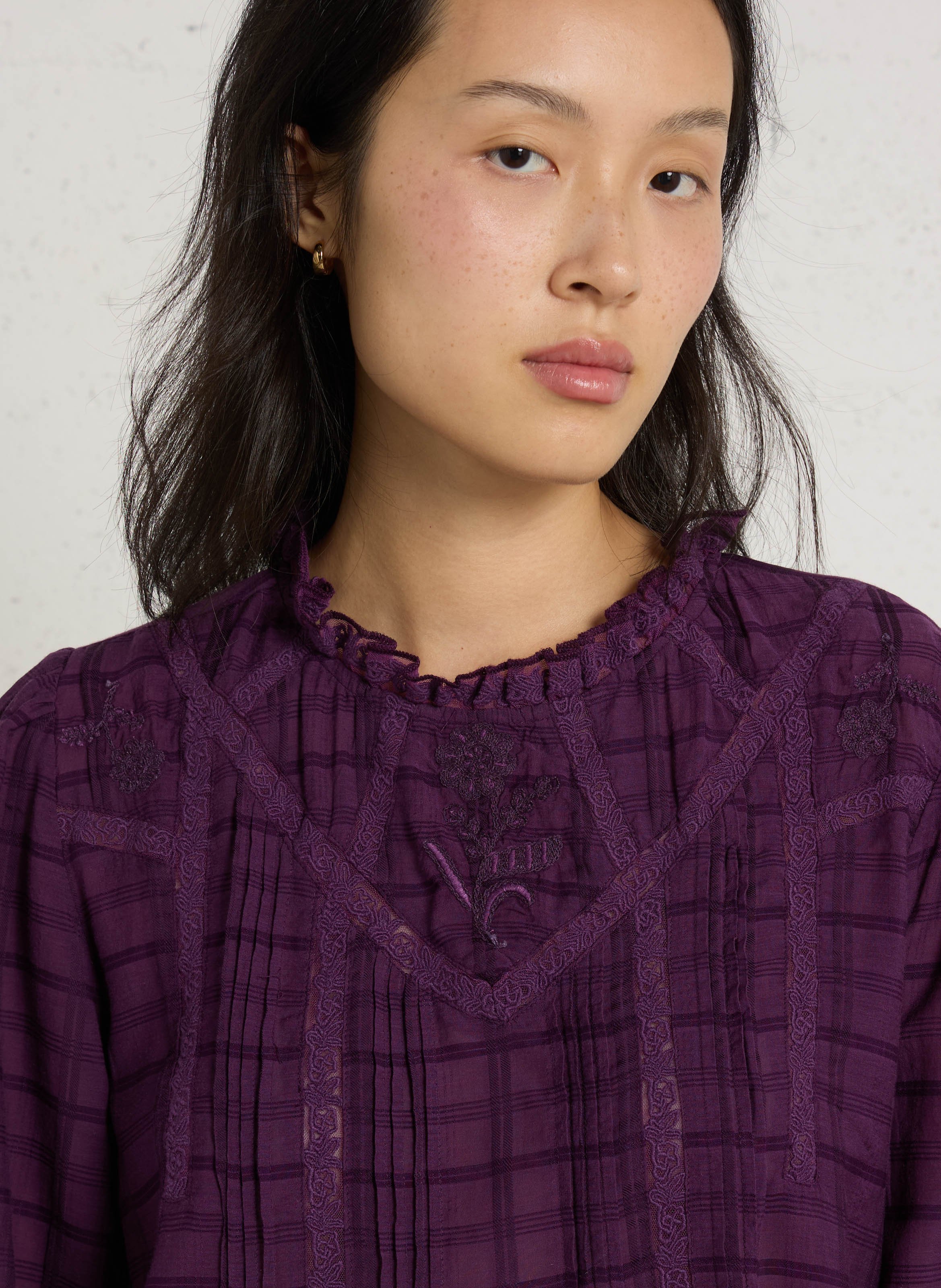 Blouse col rond brodée SUD EXPRESS Violet