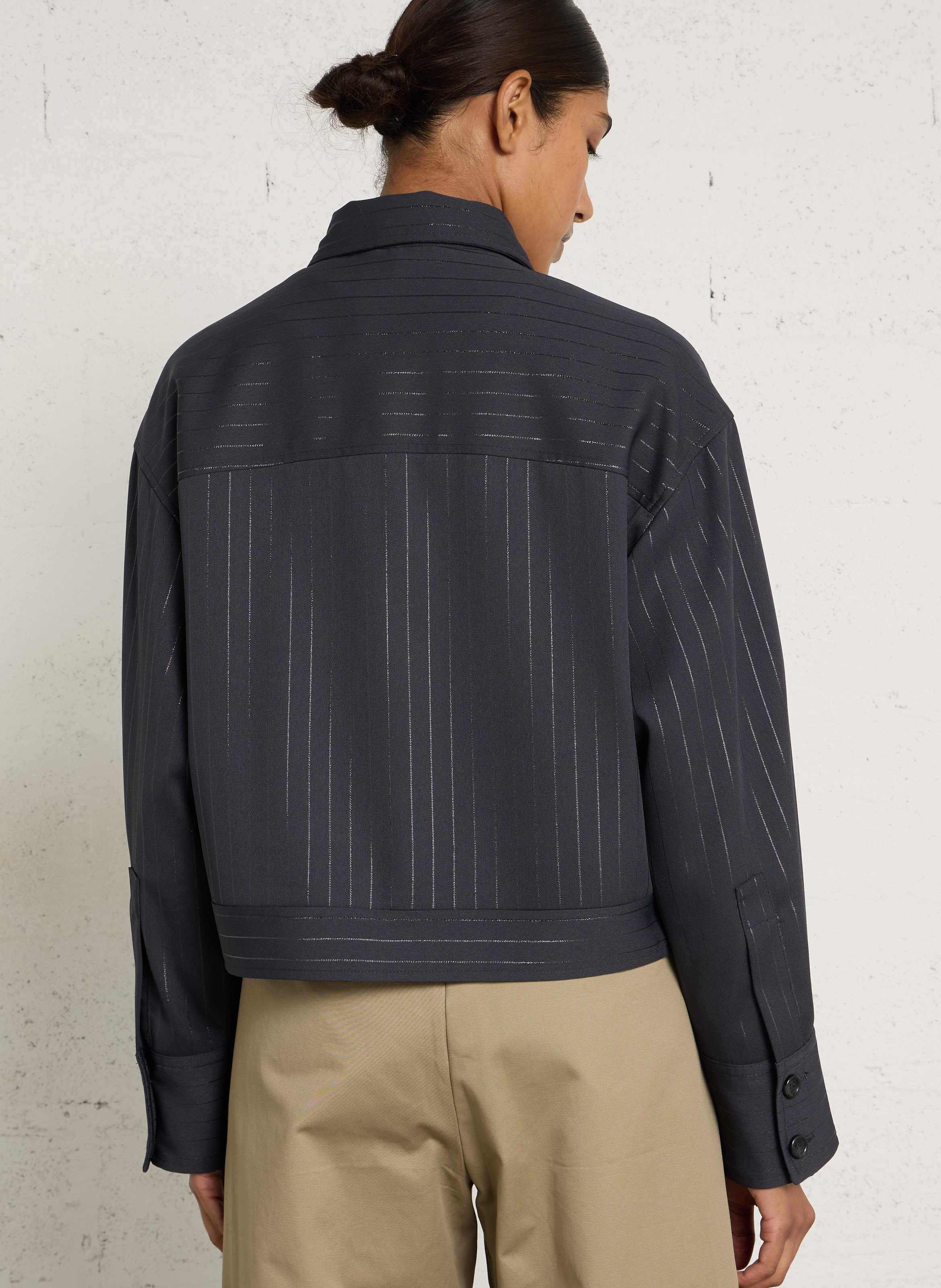 Veste courte à rayures et perles LIU JO Gris