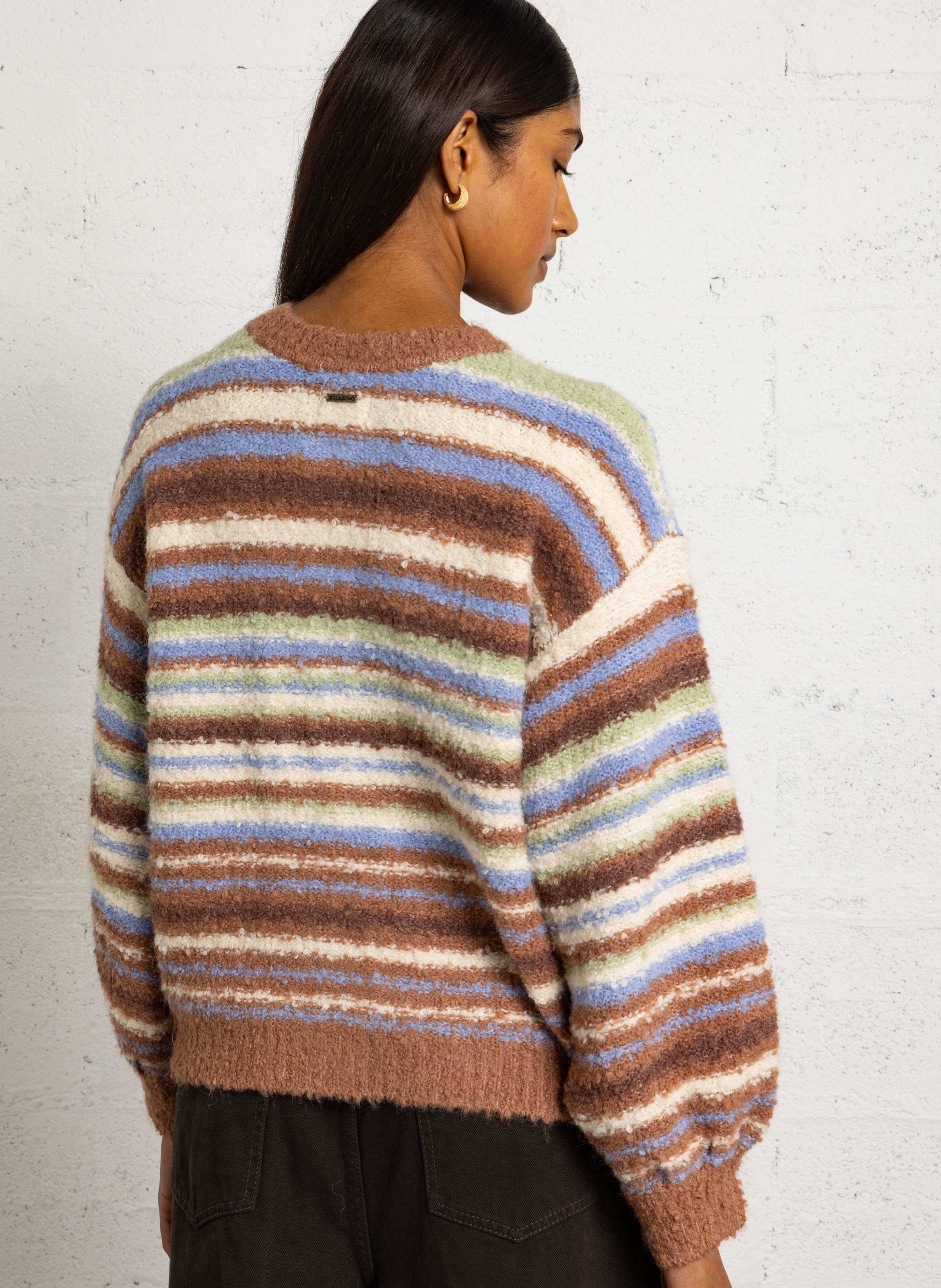 Gerader Rundhalsausschnitt gestreifter Cardigan BILLABONG Orange