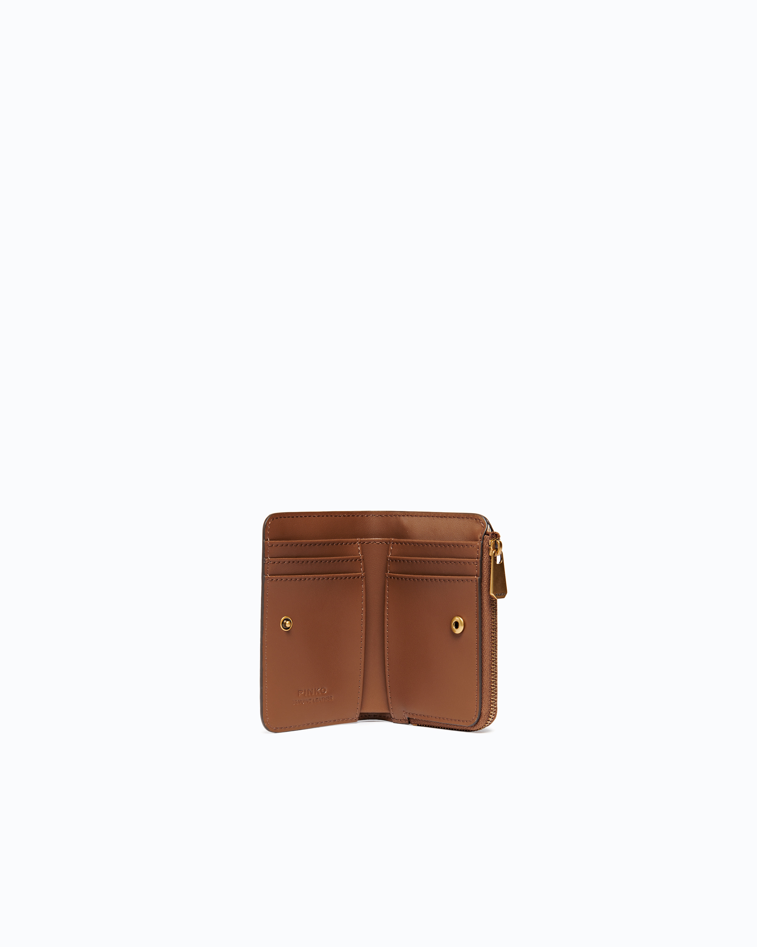 Mini leather wallet with Love Birds PINKO Orange