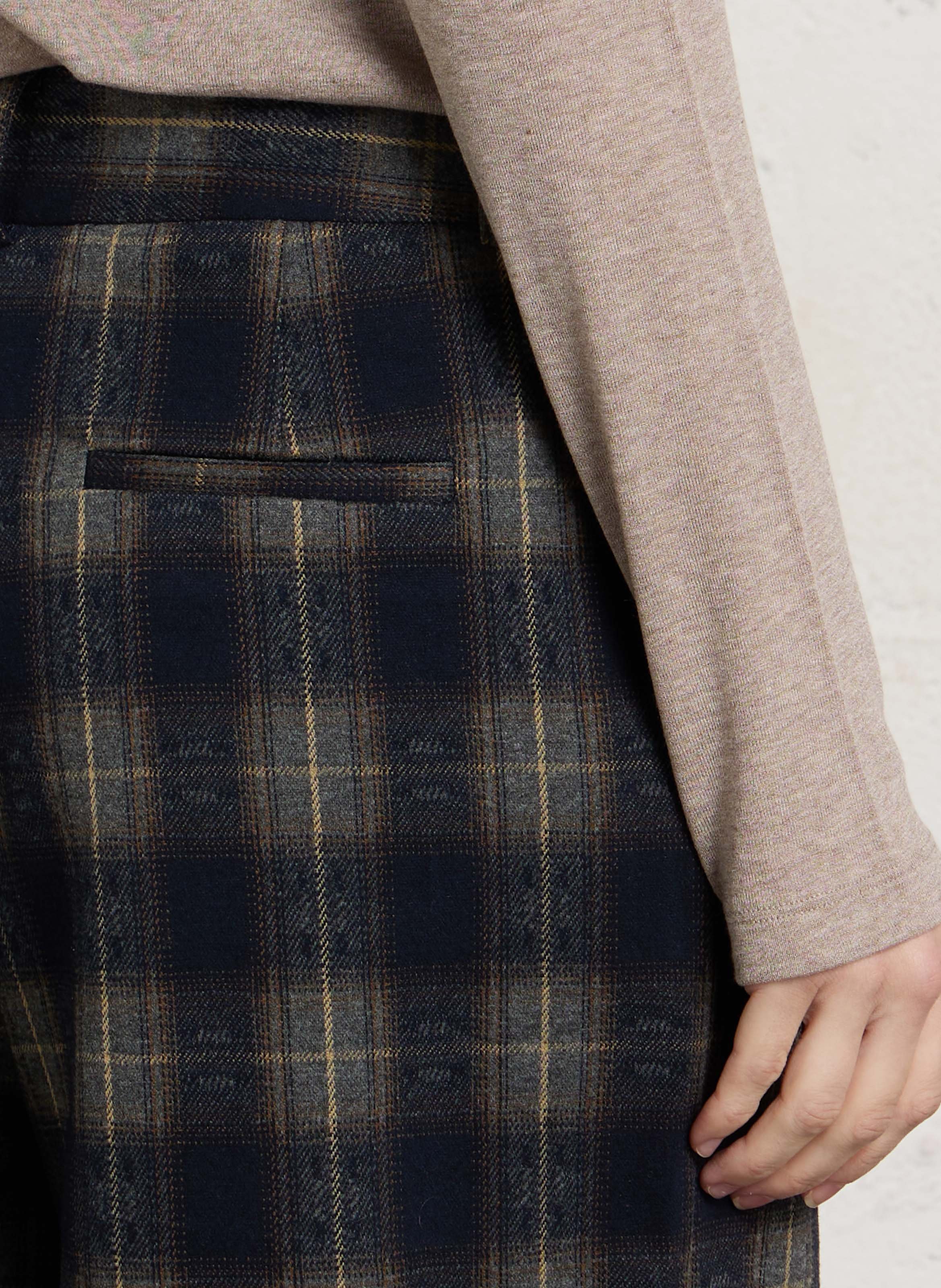 Wide check cropped pants SEE U SOON Blue