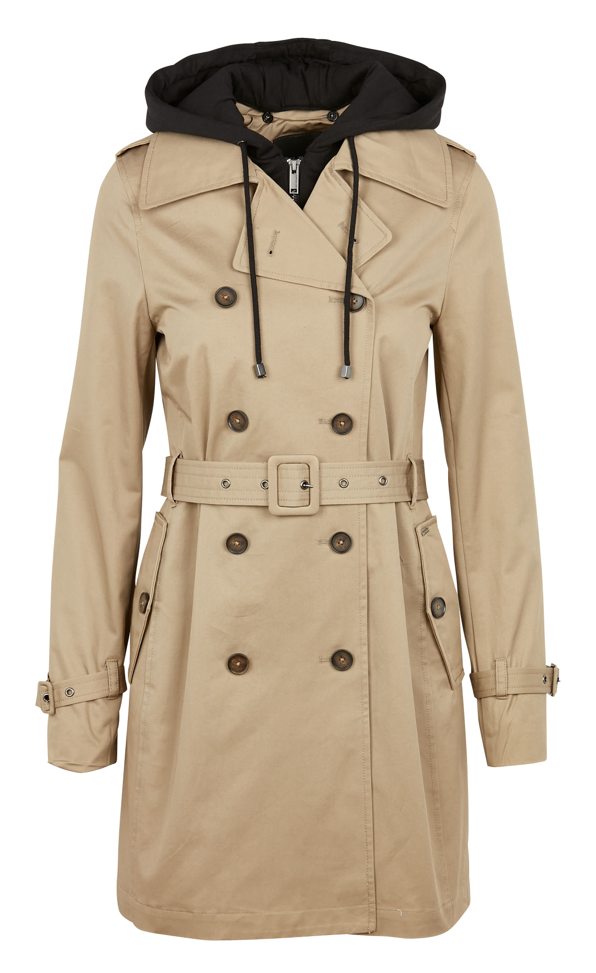 Cotton trench coat with detachable hood IKKS Beige