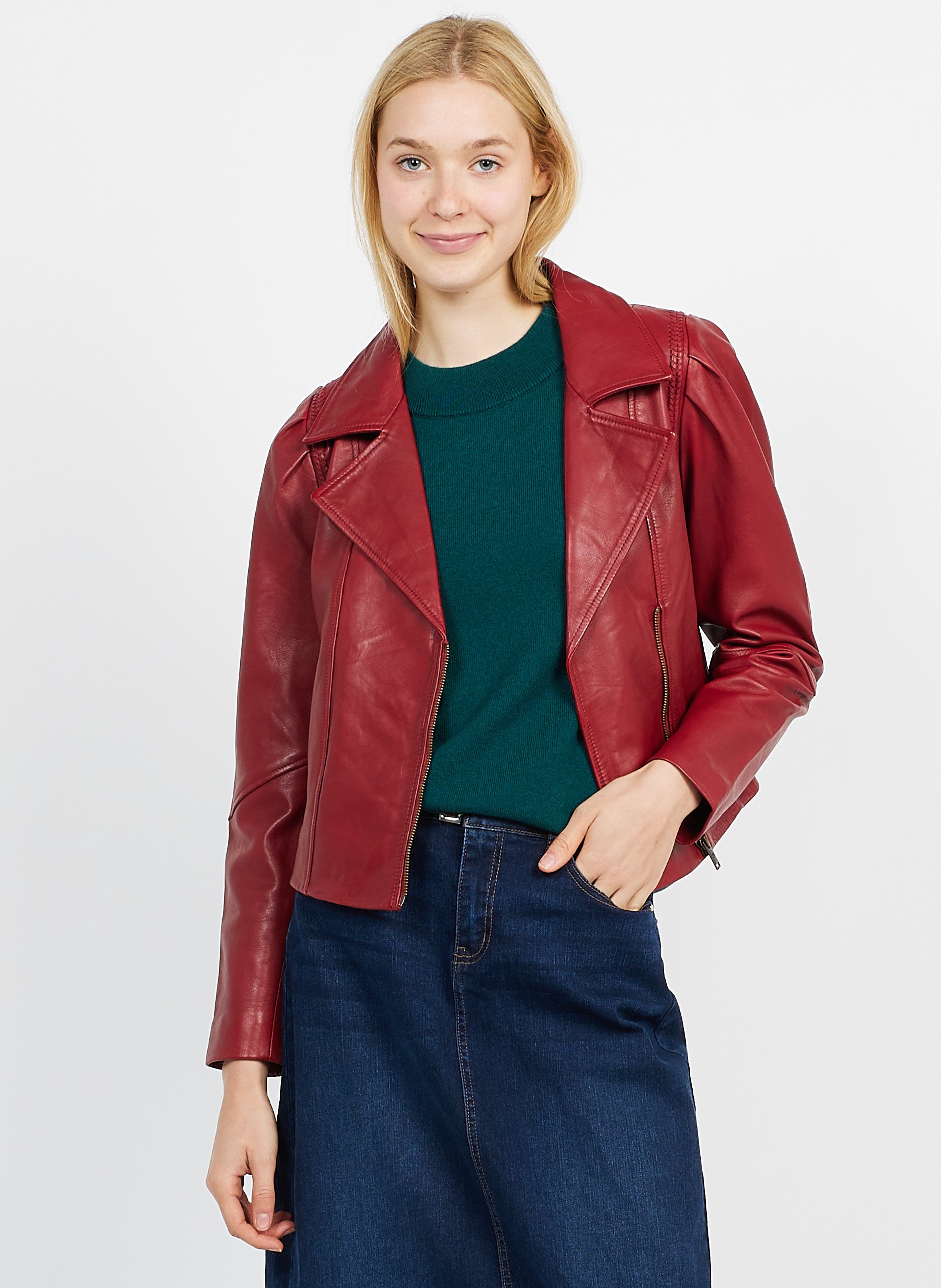 Blouson col tailleur en cuir  ONE STEP