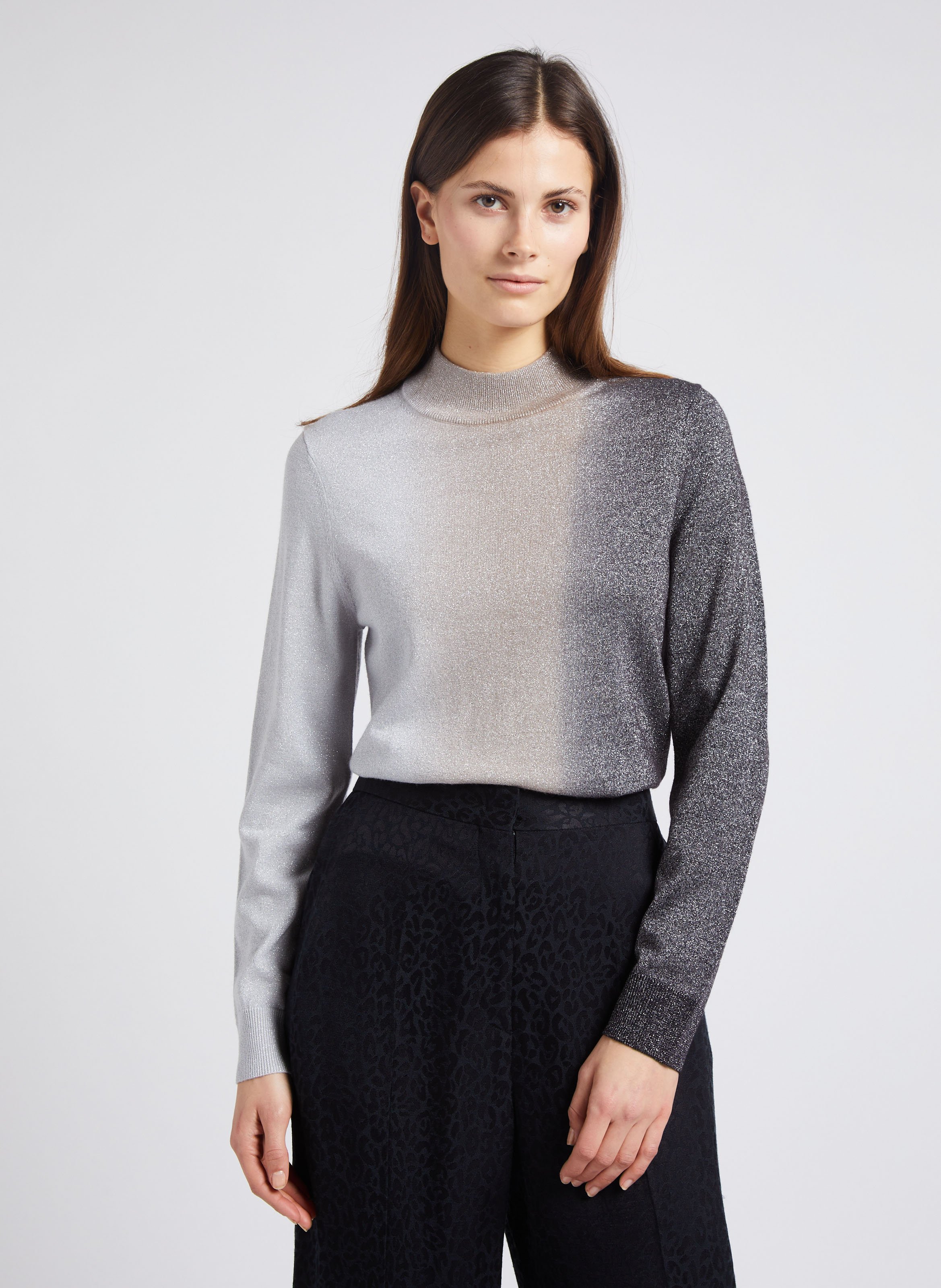 High-neck wool-blend sweater with metallic thread PAUL SMITH Black