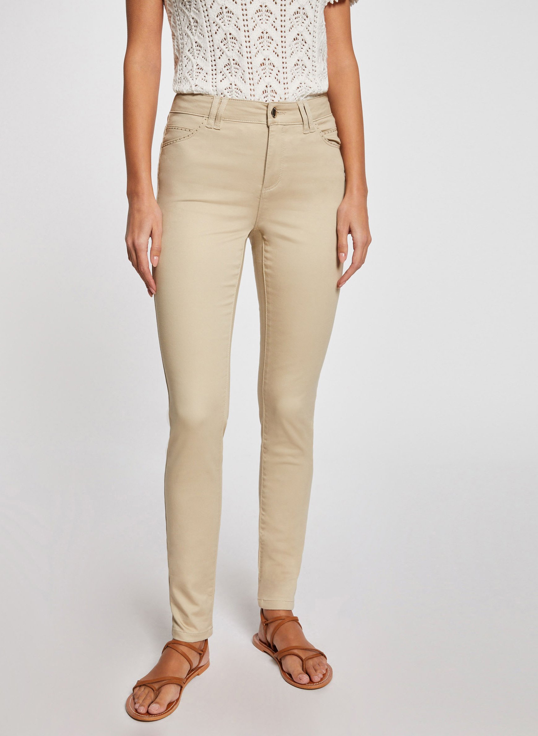 Jean skinny beige femme best sale