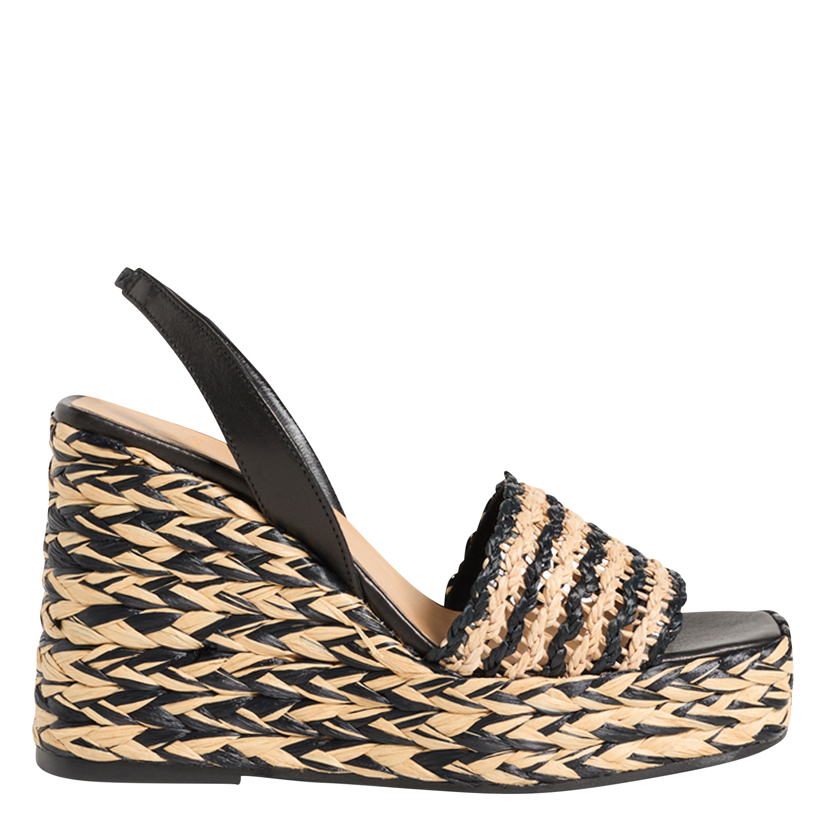 Sandalen met sleehak - deels van raffia CASTANER Veelkleurig