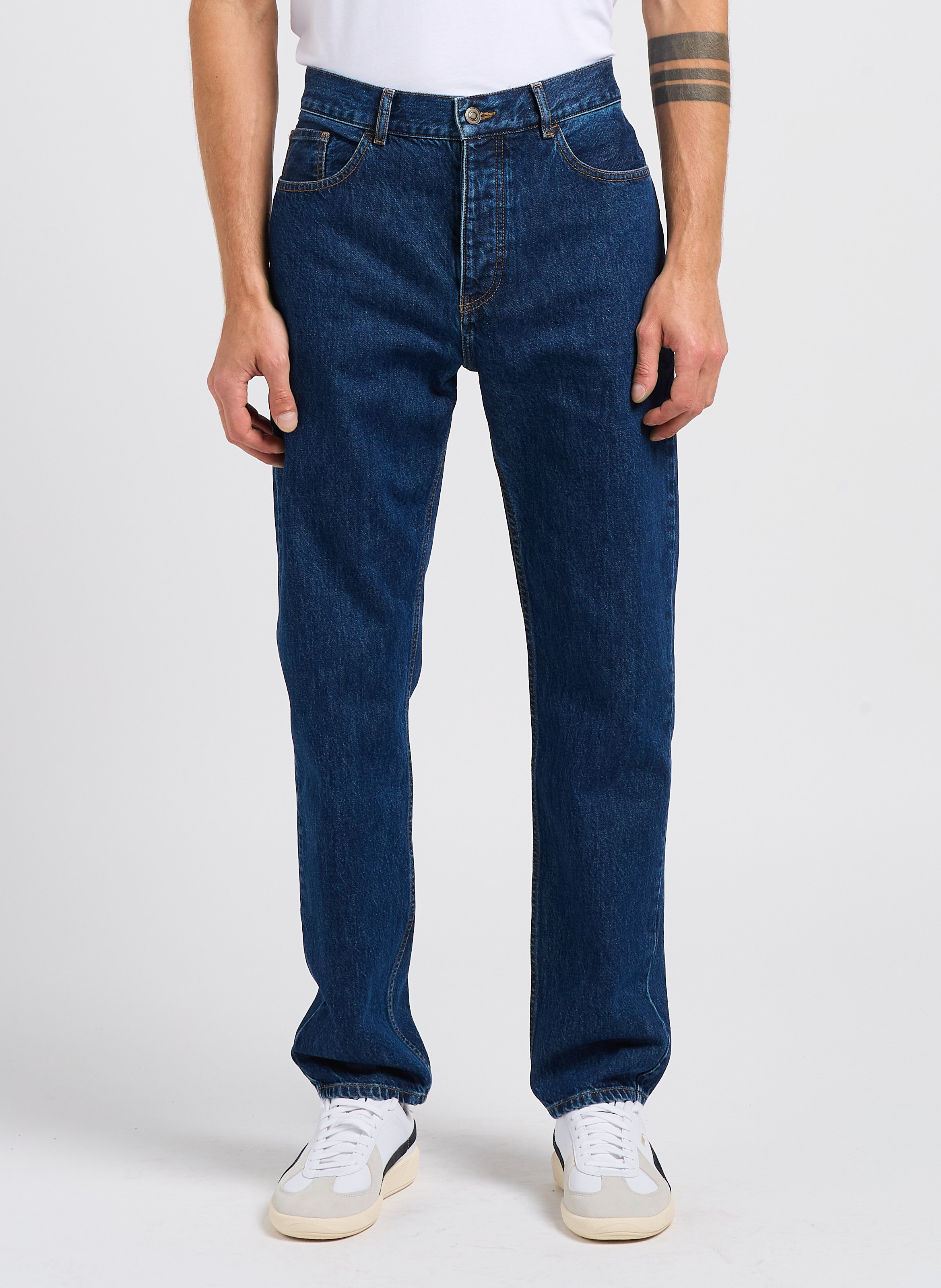 Straight slim-fit stretch cotton pants SAISON 1865 Blue