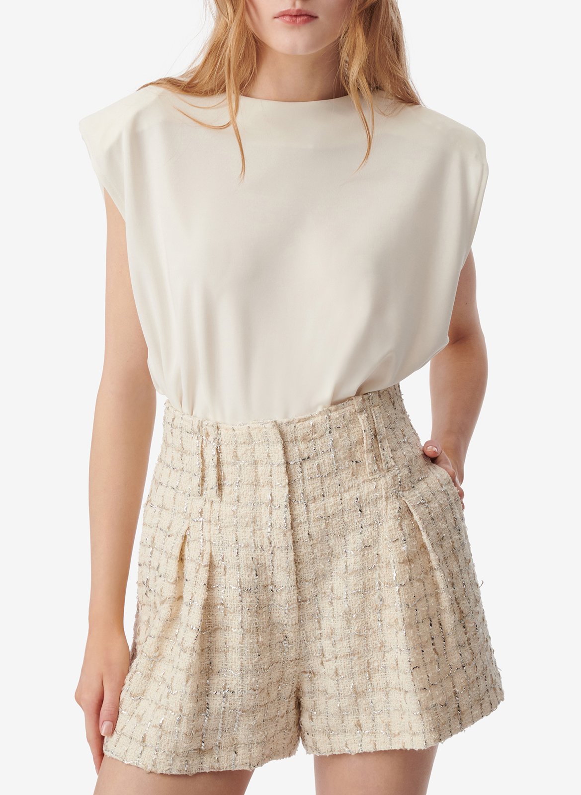 Short-sleeved T-shirt with shoulder pads IRO Beige