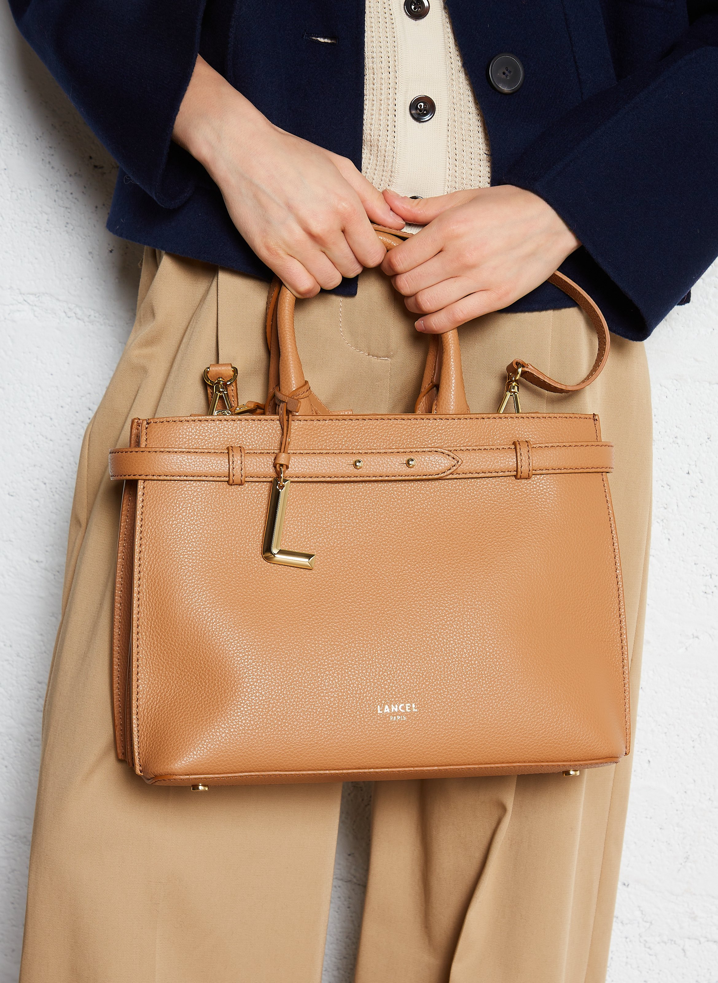 Sac bandoulière en cuir LANCEL Beige