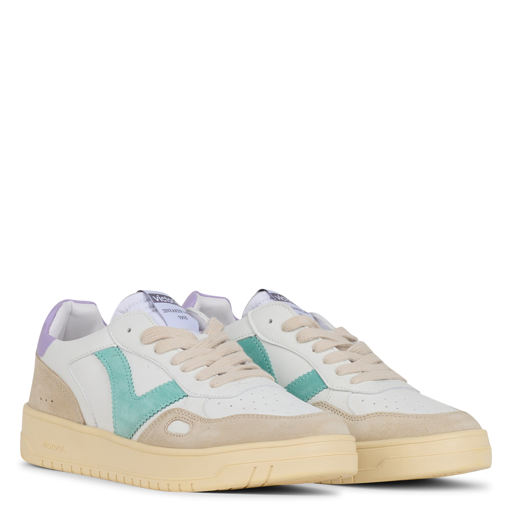 Baskets à plateforme en cuir velours VICTORIA Violet