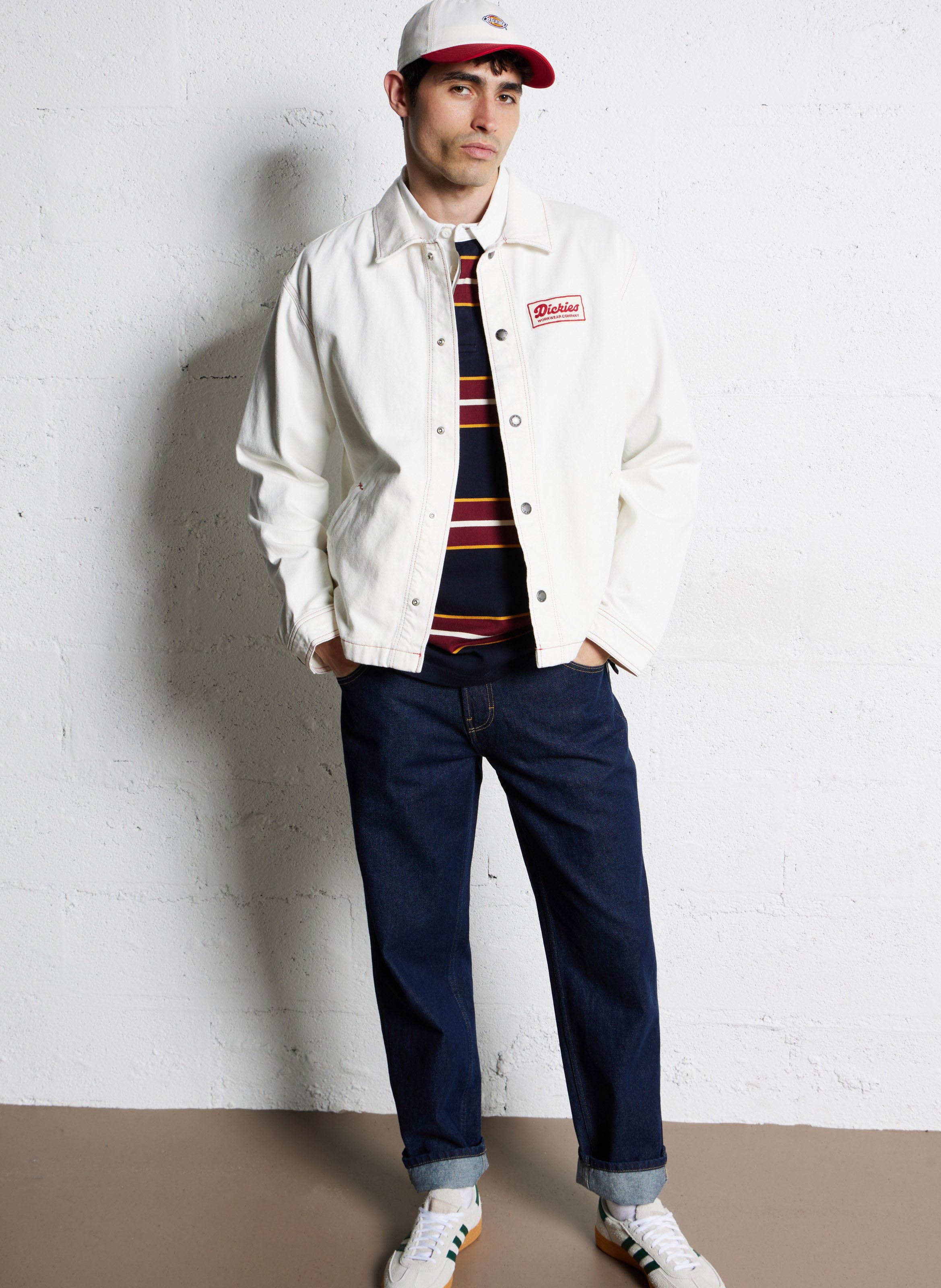 Denim jacket with contrast stitching DICKIES White