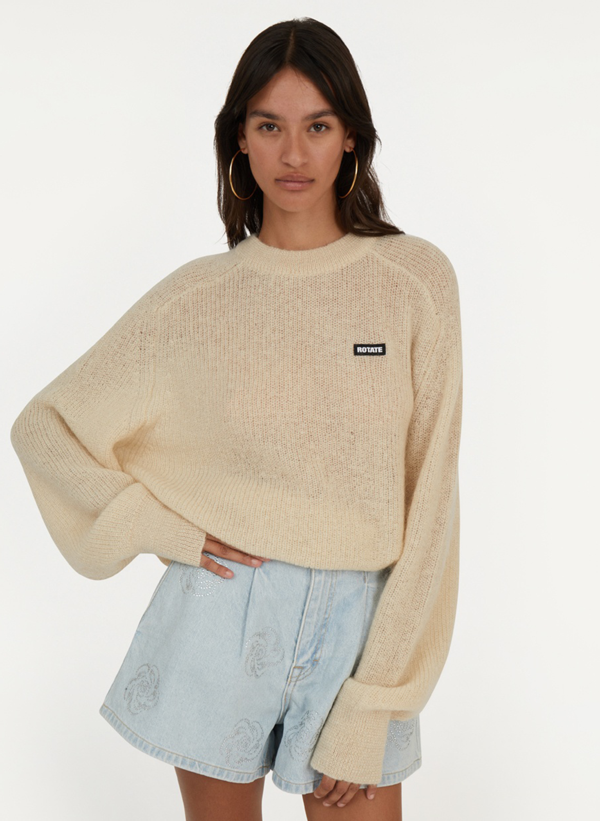 Oversized sweater in mixed recycled fibers ROTATE Beige
