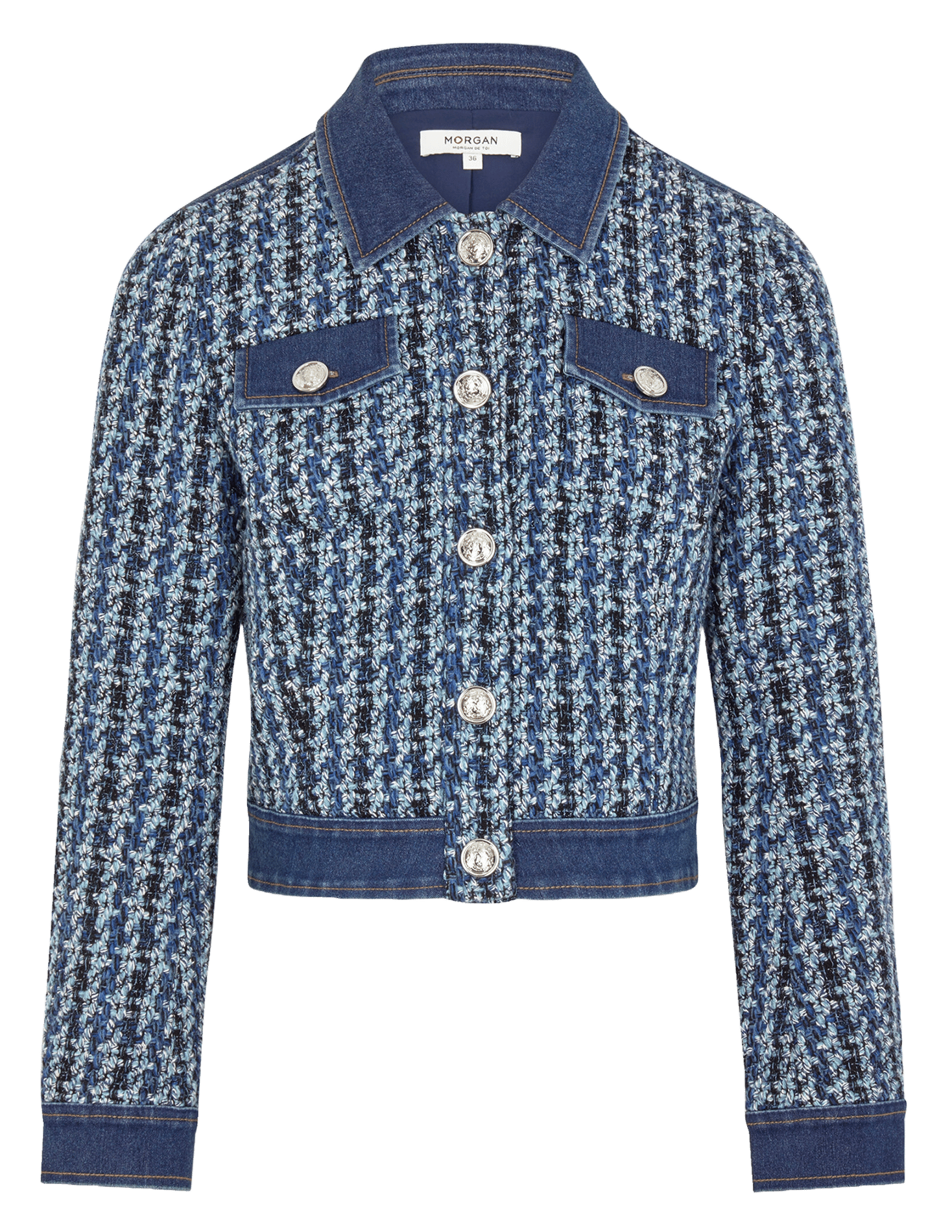 Tweed Vestidos Cortos Morgan Chaqueta Corta De Tweed Con Detalles