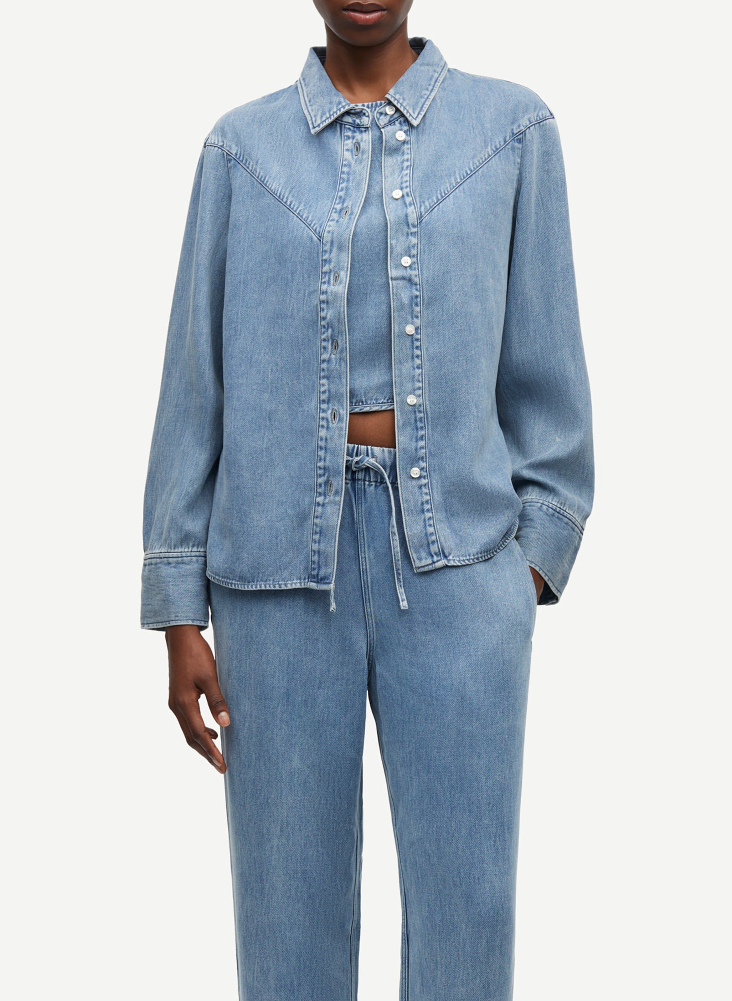 Chemise col classique en denim SAMSOE SAMSOE Bleu