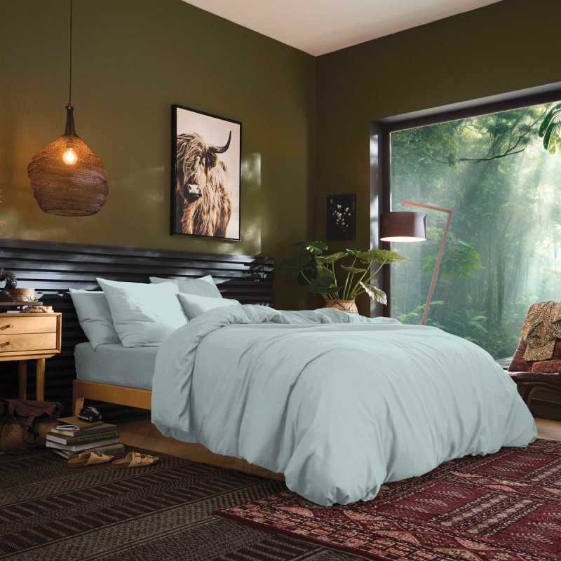 Flat sheet "premium" for single & double beds COTON PUR Green