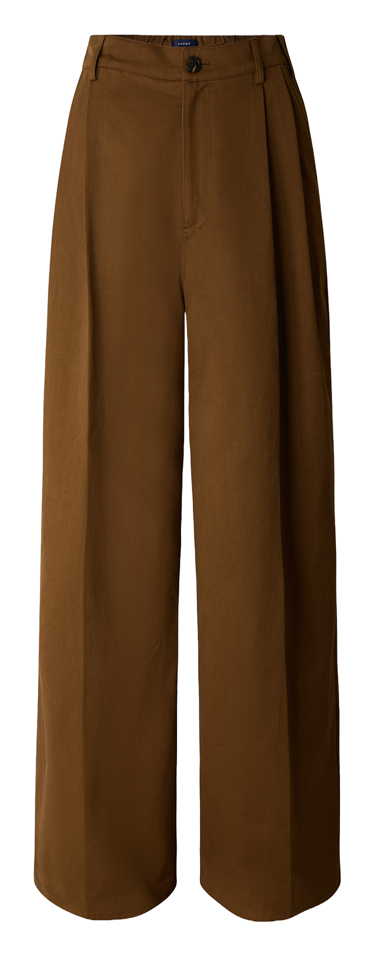 High-waisted wide-leg organic cotton pants SOEUR Khaki