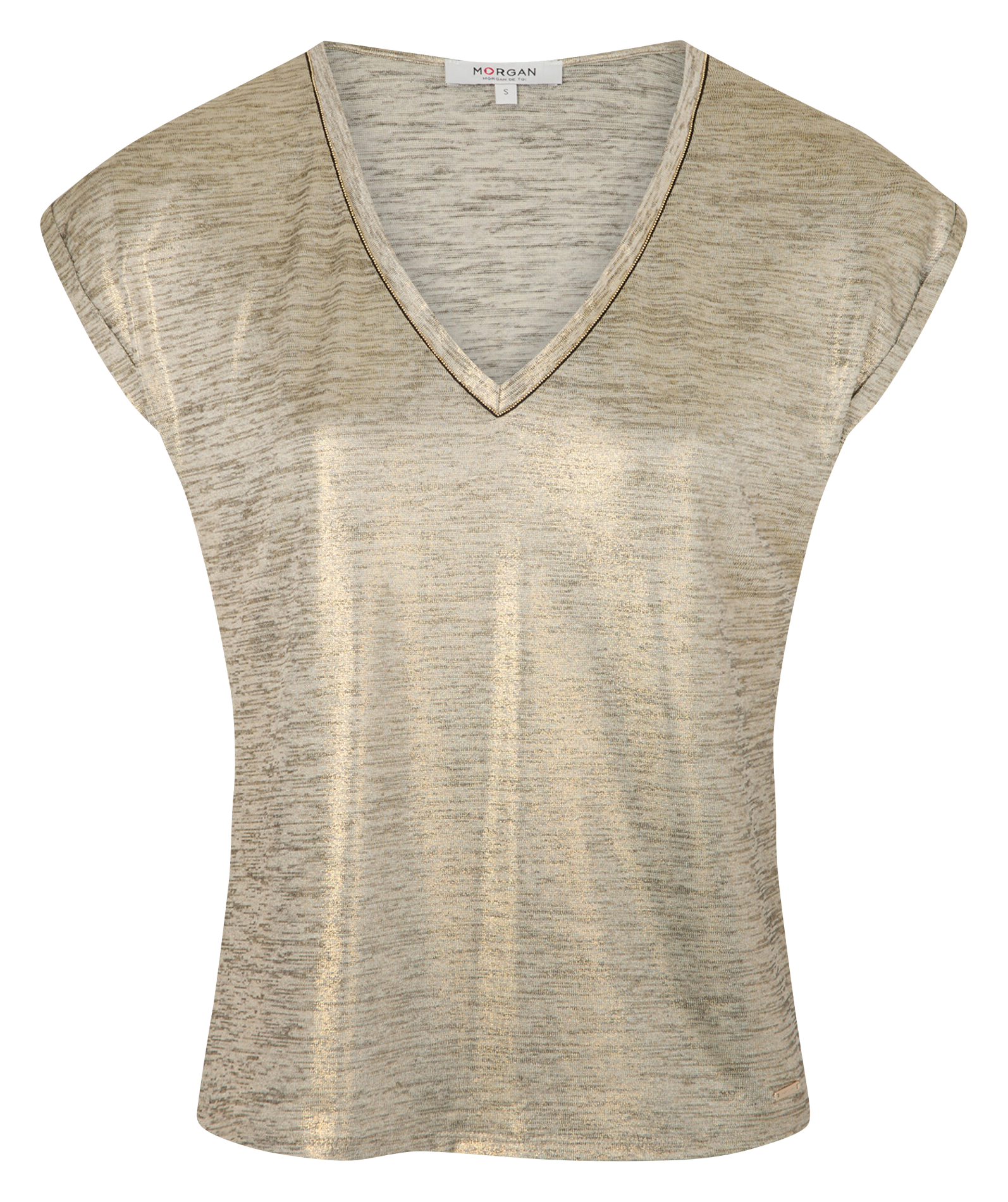 Tee-shirt manches courtes métallisé MORGAN Doré