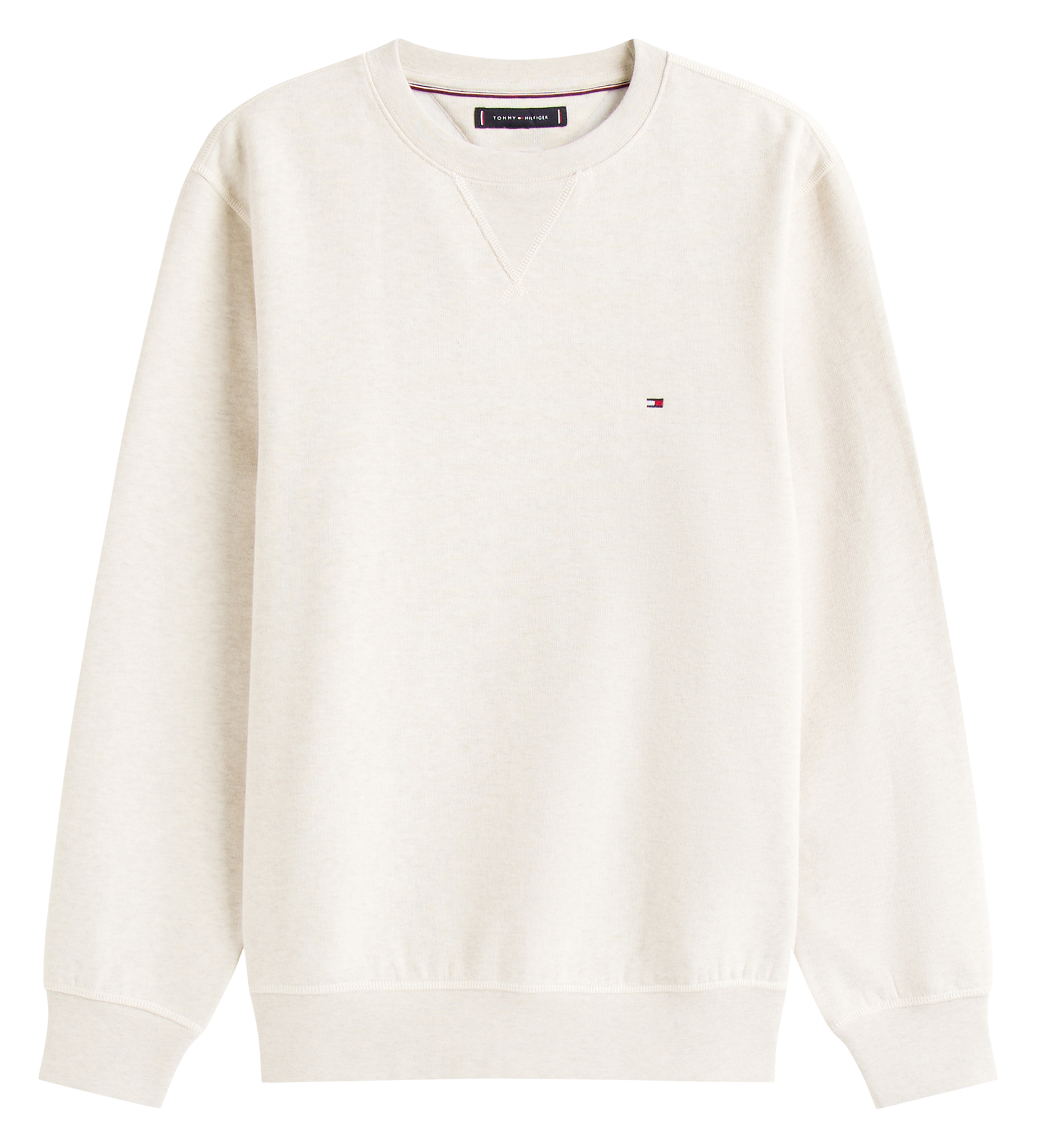 Straight-cut cotton-blend sweater with round neck  Heathered oatmilk