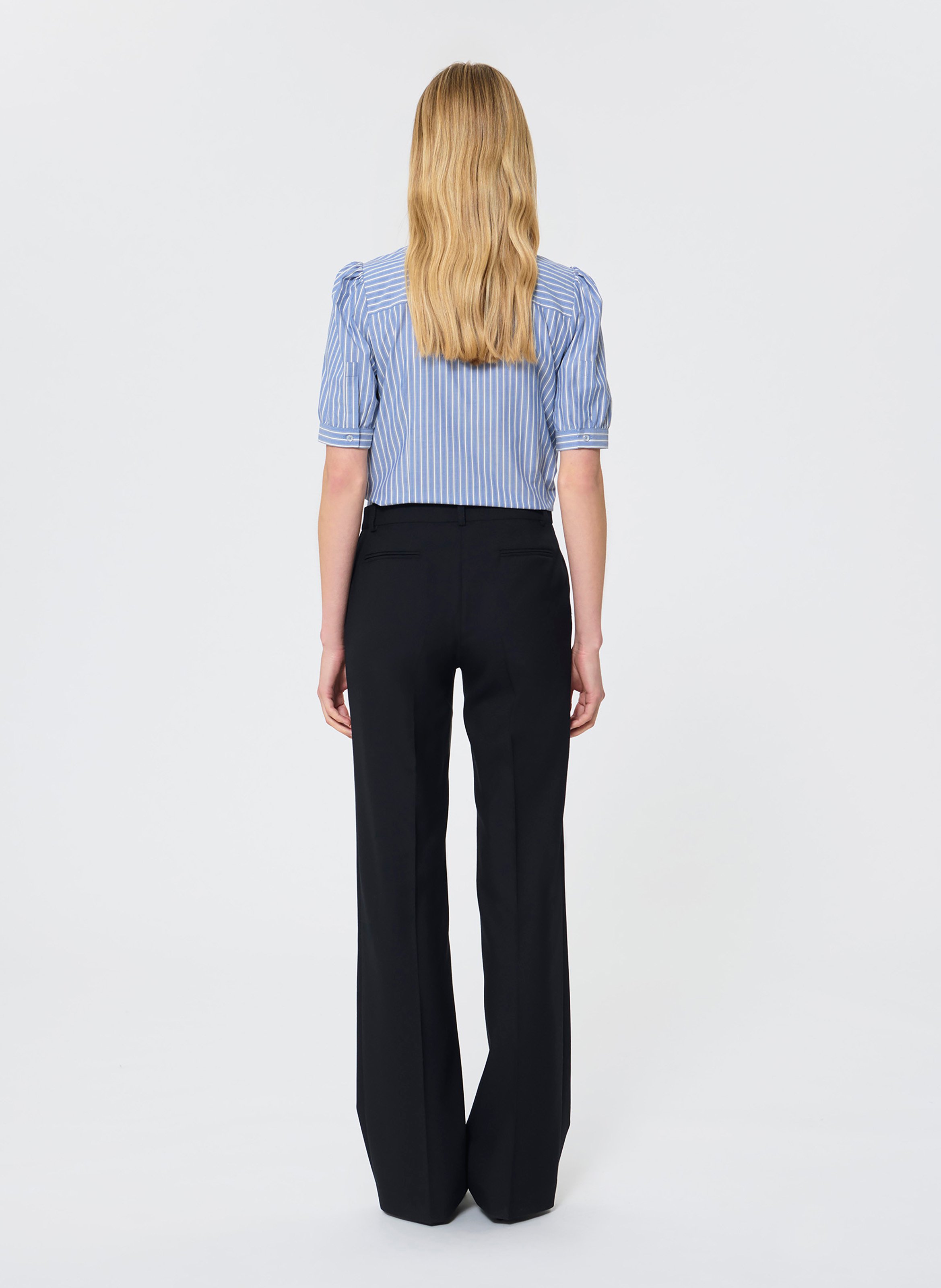 Pantalon droit en laine TARA JARMON Bleu