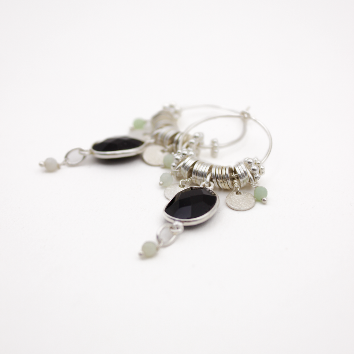 Stone hoop earrings - Louise L'ATELIER DES DAMES Silver