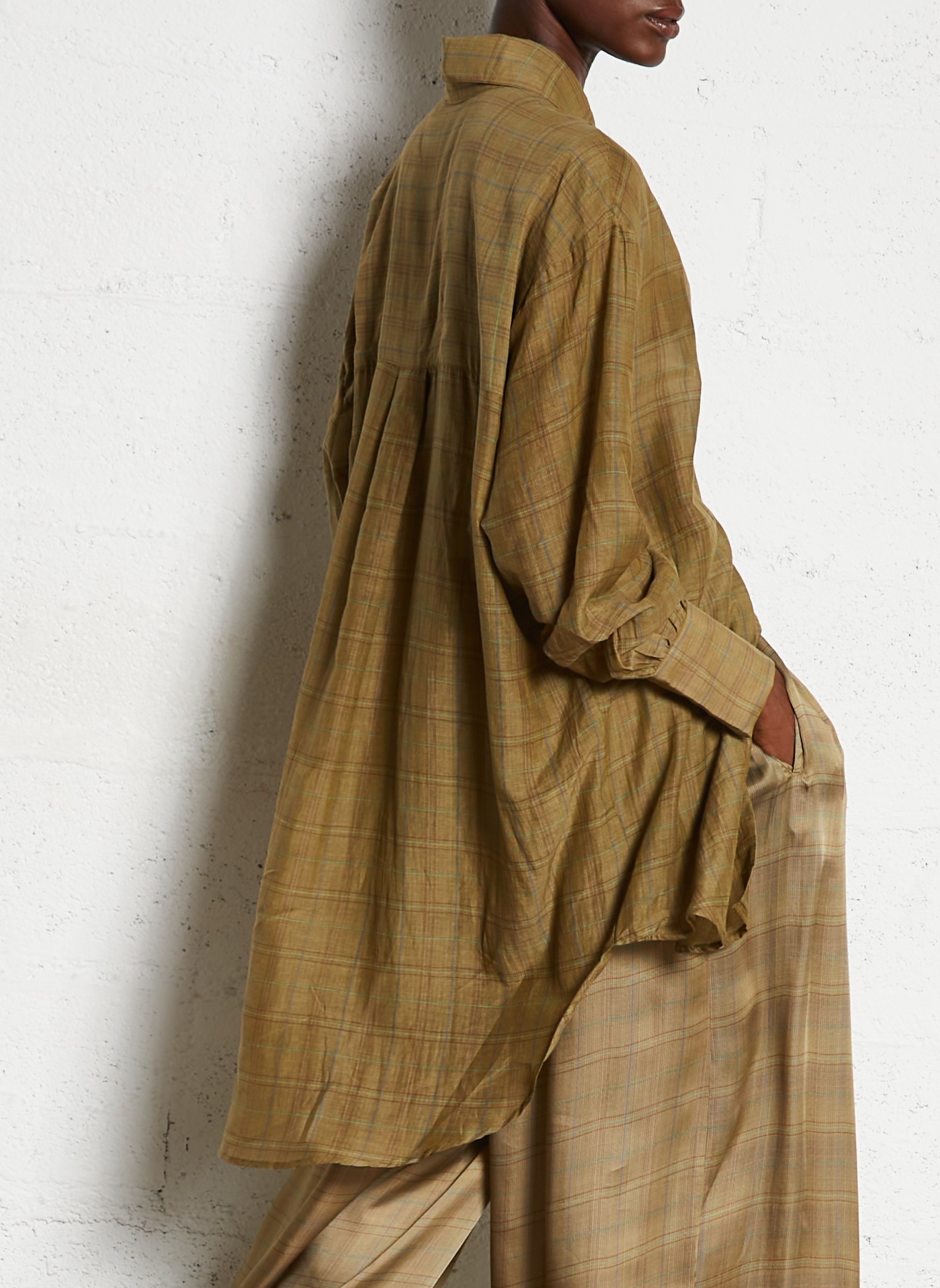 Chemise oversize en coton et soie MES DEMOISELLES Kaki