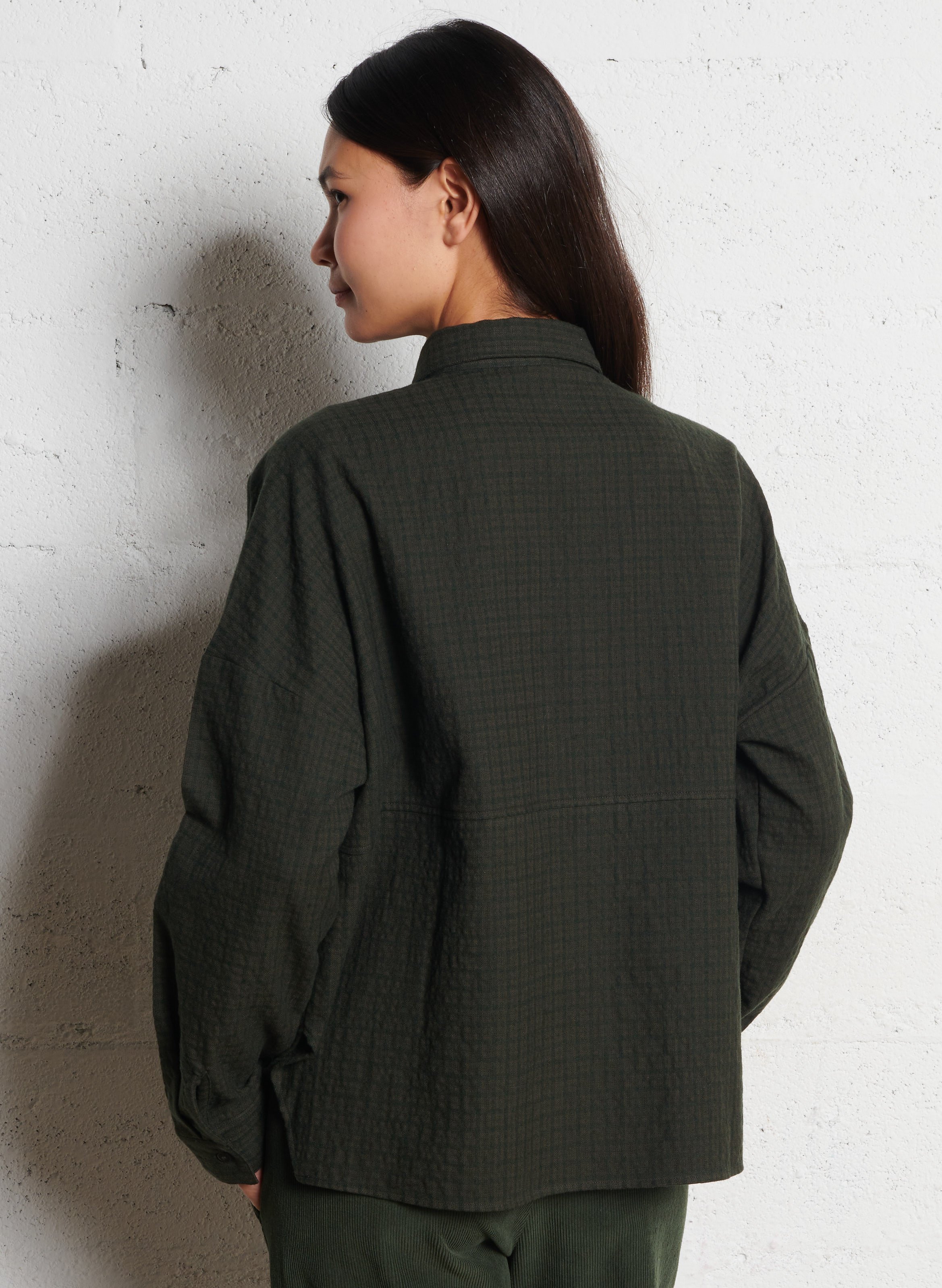 Chemise oversize en coton et en laine mélangée POMANDERE Multicolore