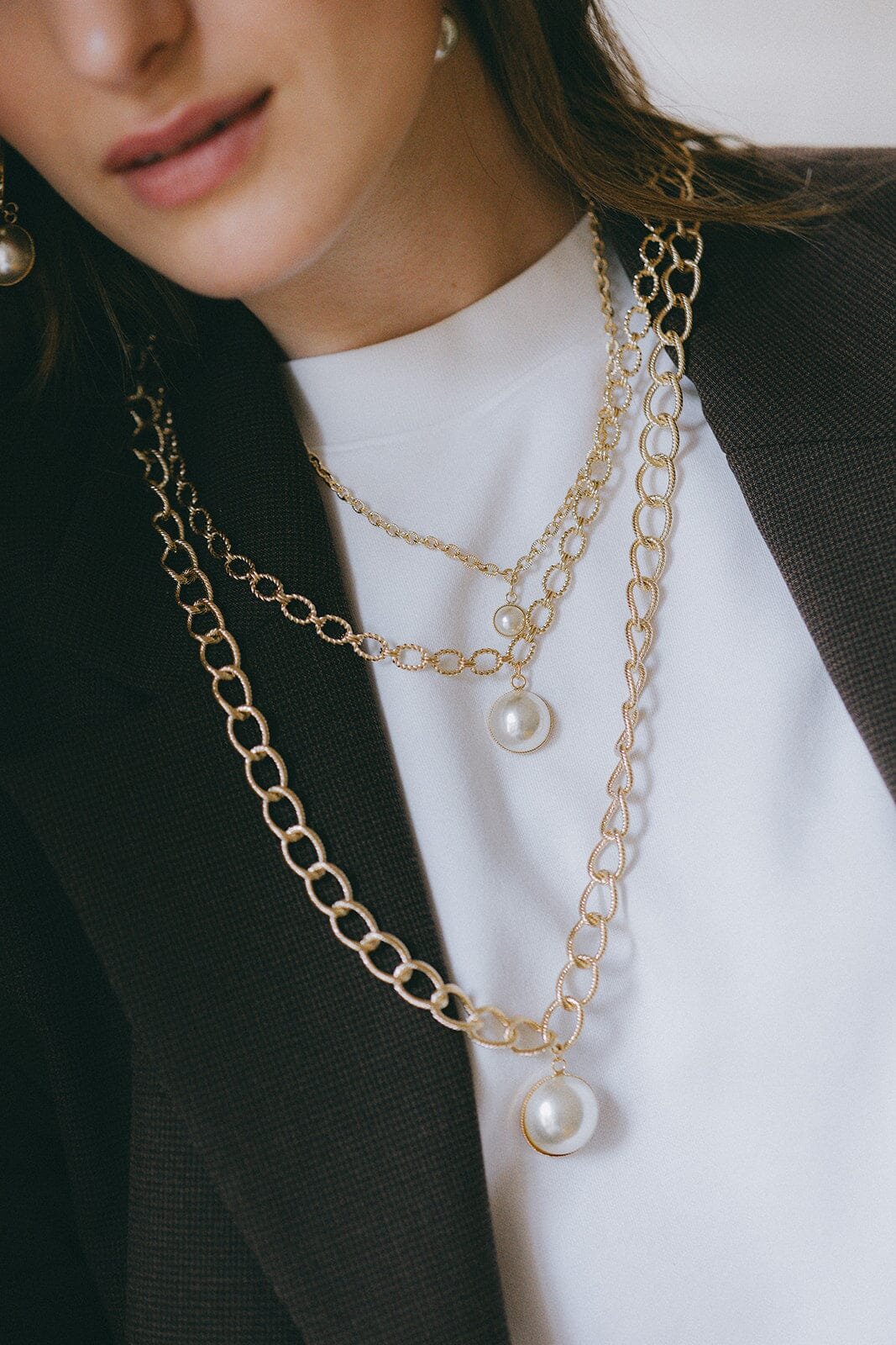Maxi golden pearl necklace in gold-plated brass MONSIEUR SIMONE Golden