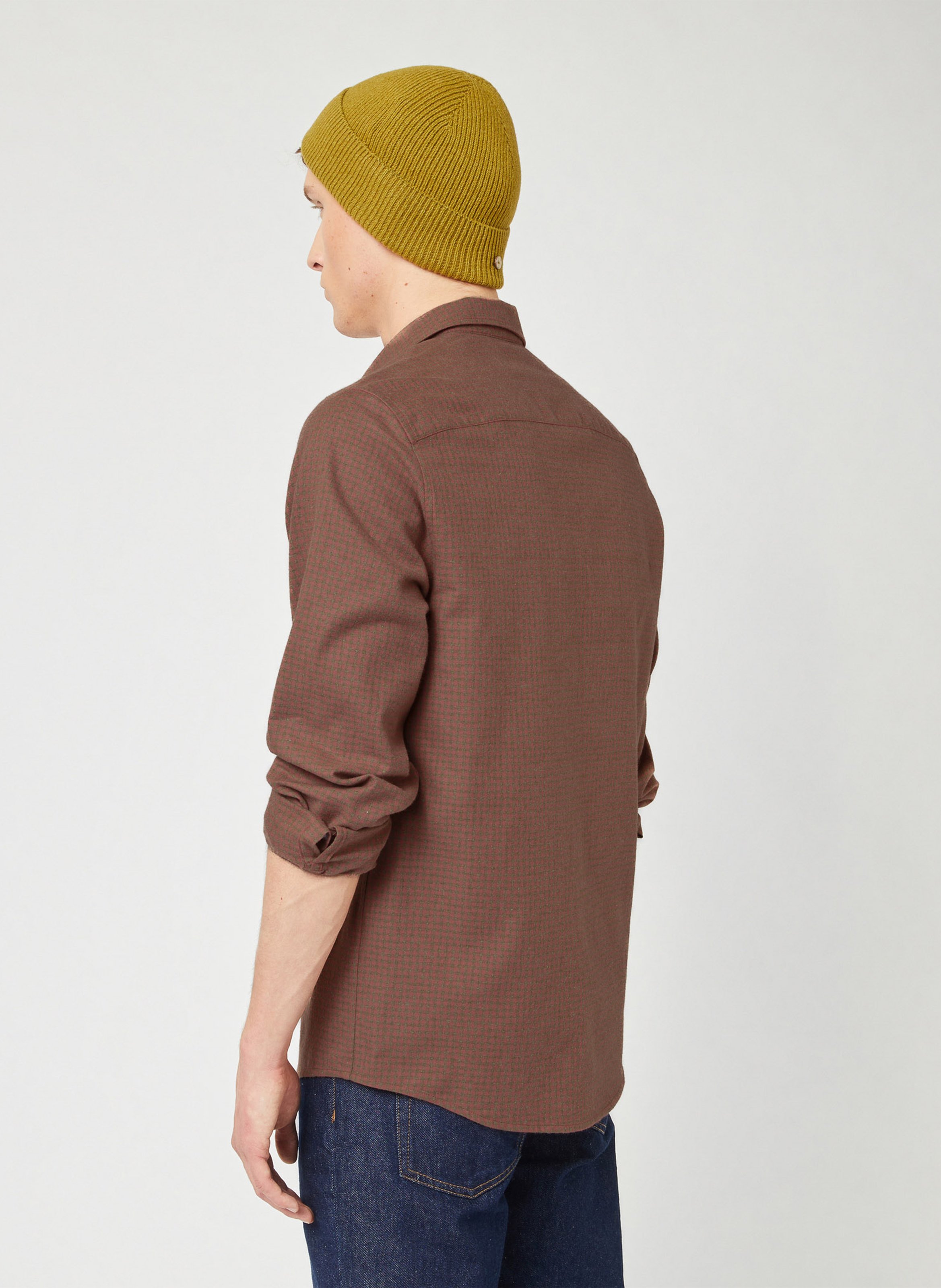 Chemise droite col classique à carreaux en coton FAGUO Rose