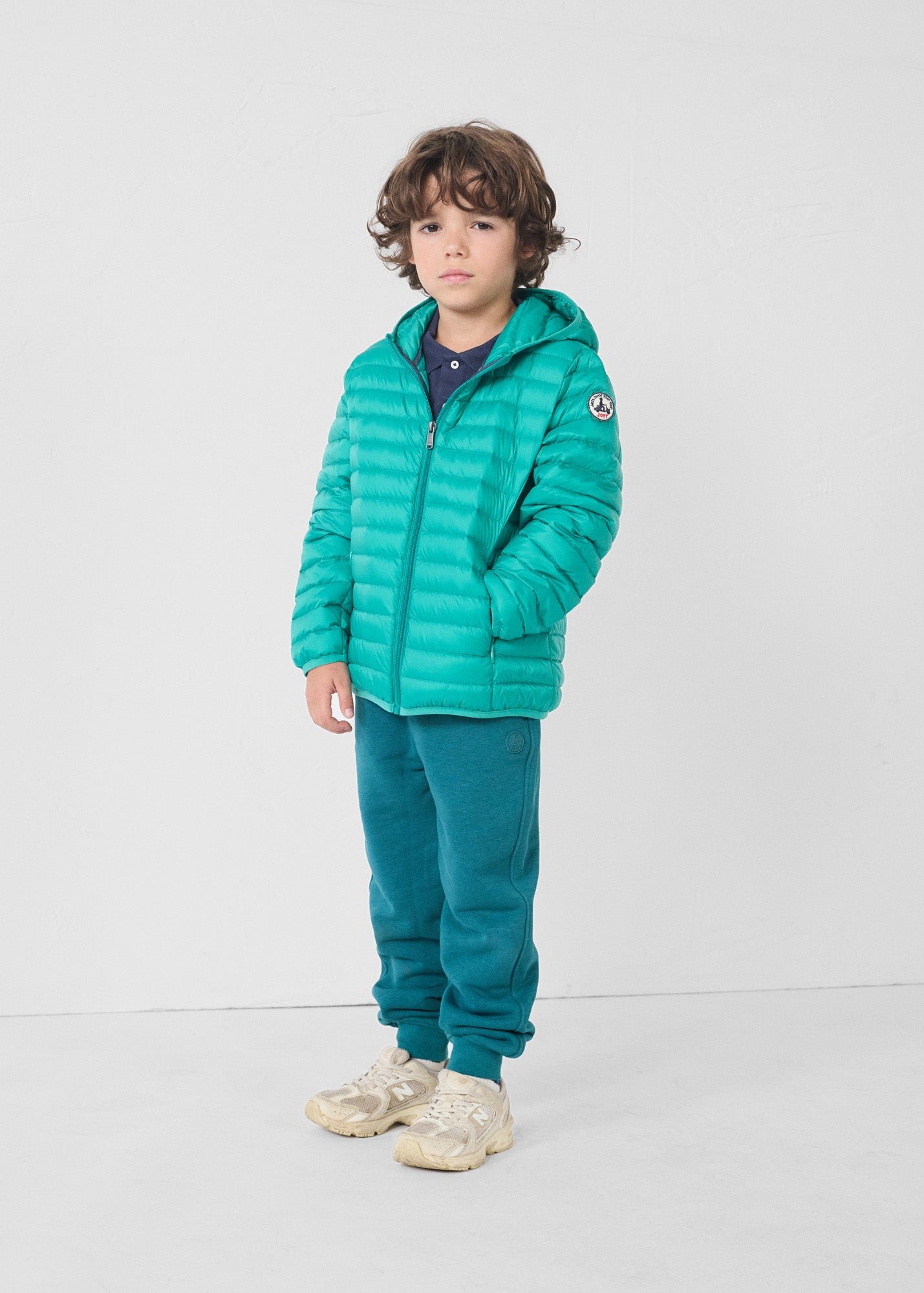 Hugo lightweight hooded child's puffer coat JOTT Green