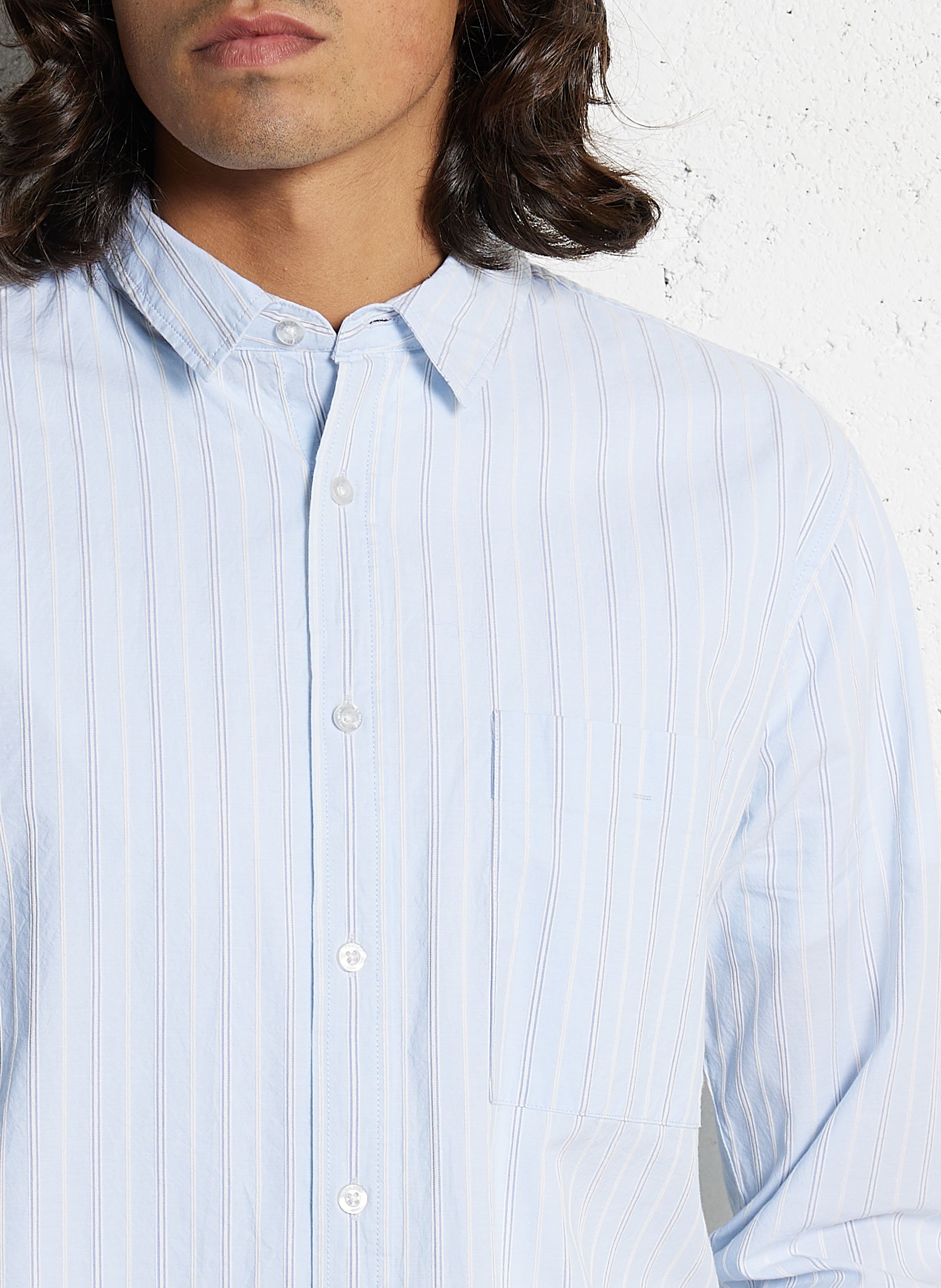 Striped cotton straight shirt LE TEMPS DES CERISES Blue