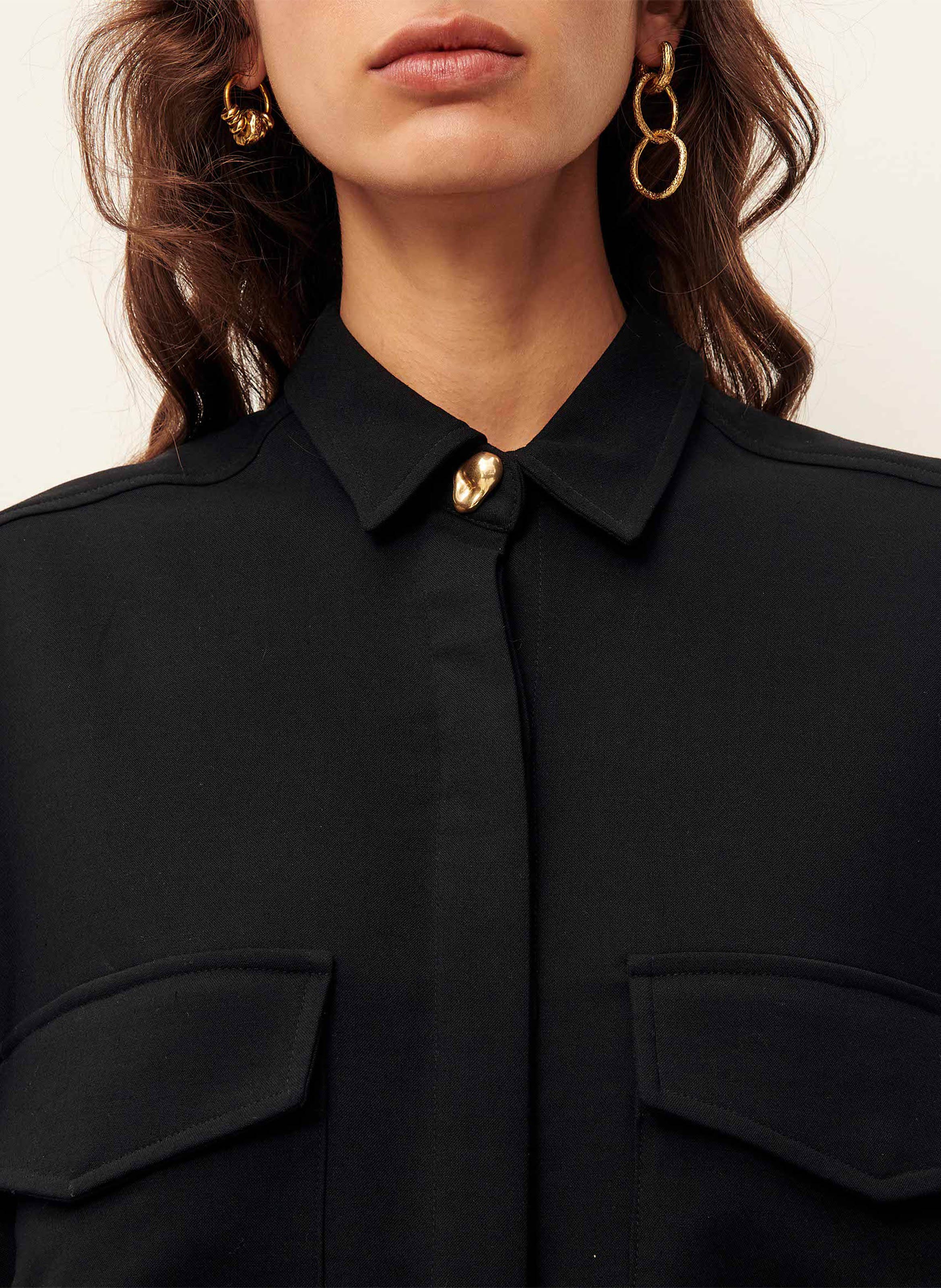 Oversized shirt with classic collar SESSUN Black