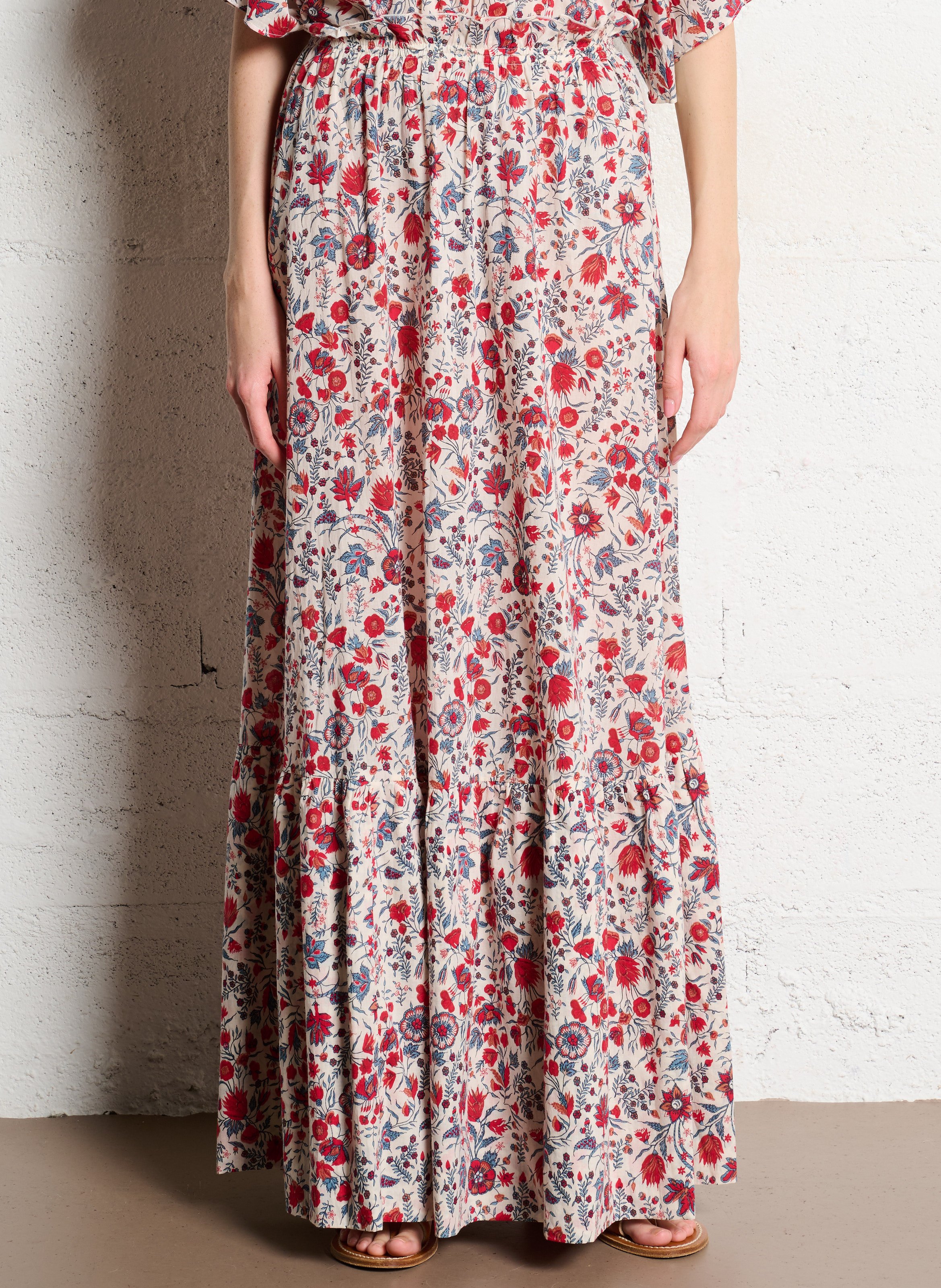 Ausgestellter langer Rock mit Muster ANTIK BATIK Mehrfarbig