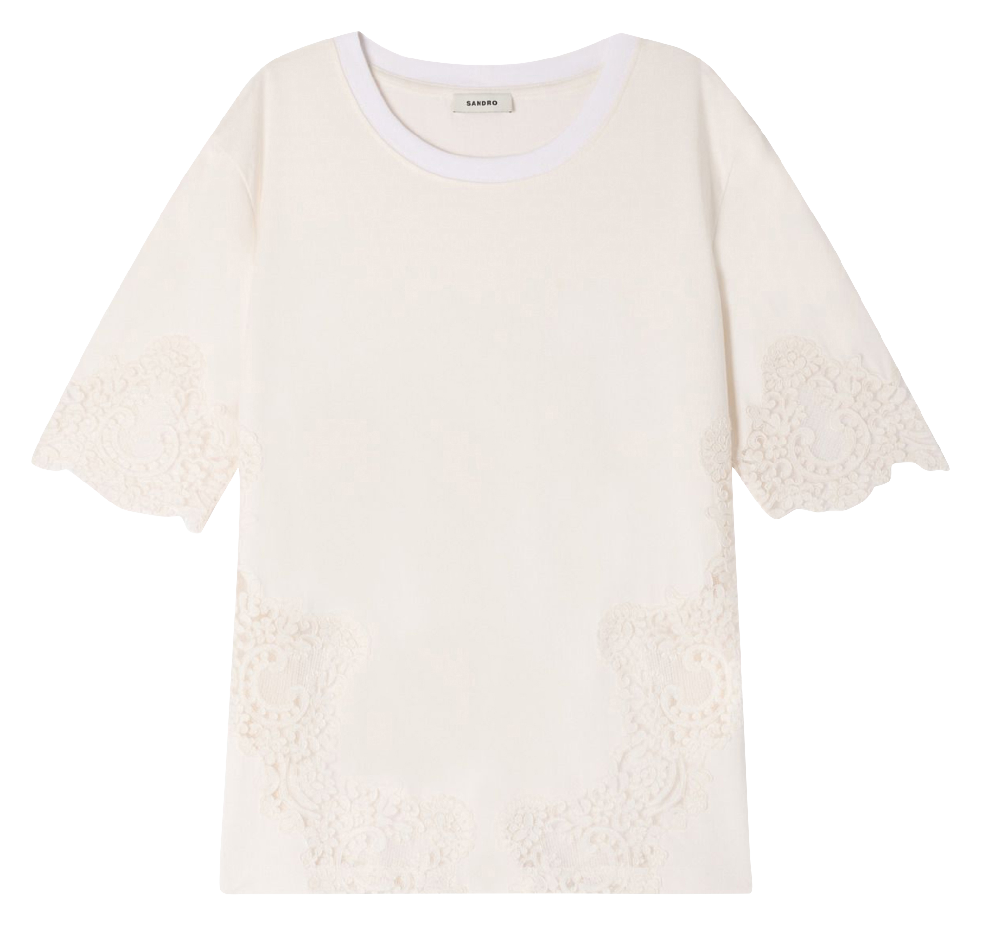 Tee-shirt droit col rond en coton SANDRO Beige